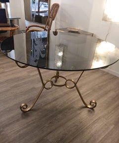 1950s Brass and Glass Round Table, Diam 120cm