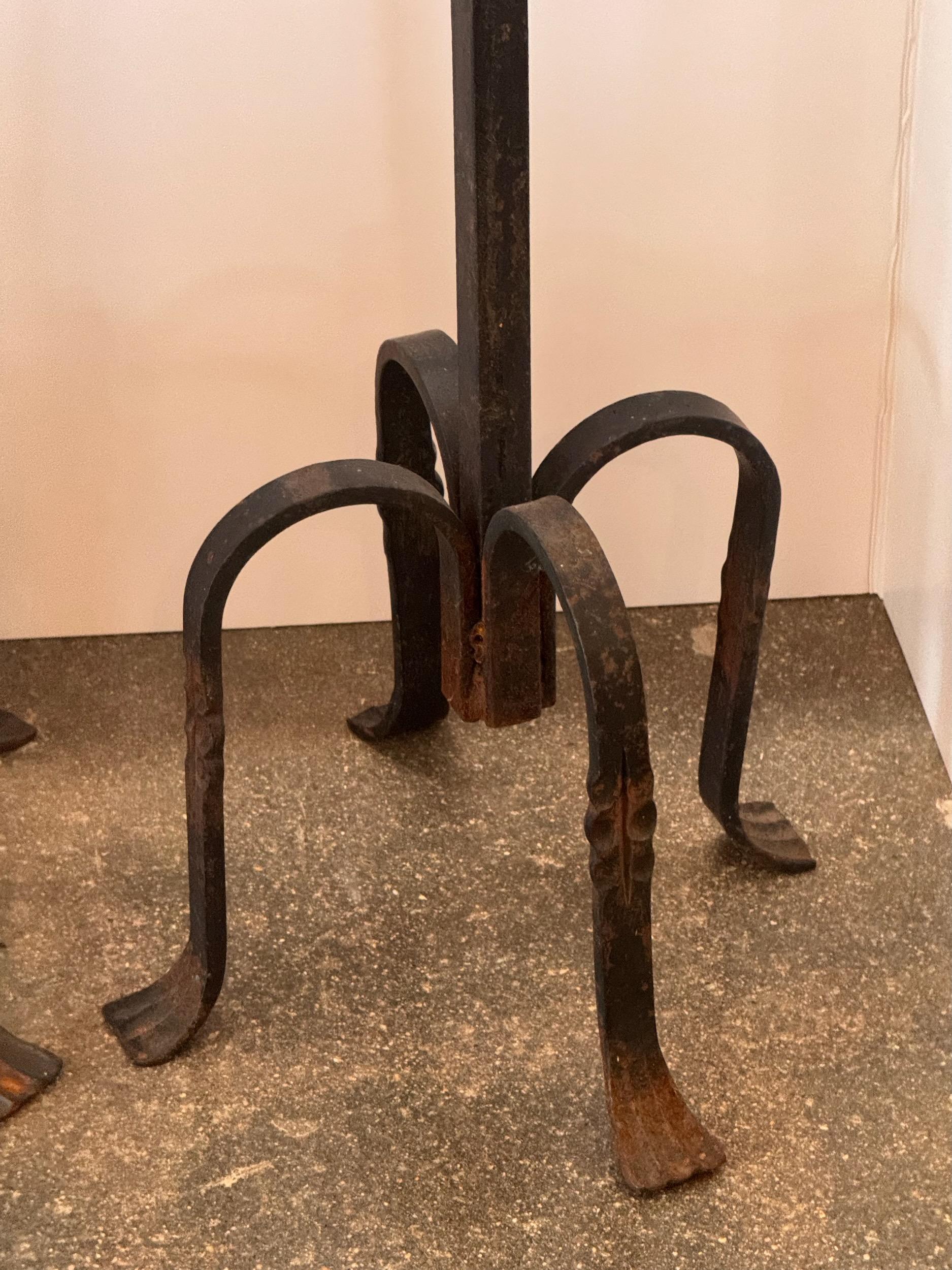 1950s Brass and Iron Pedestals In Good Condition In Charlottesville, VA