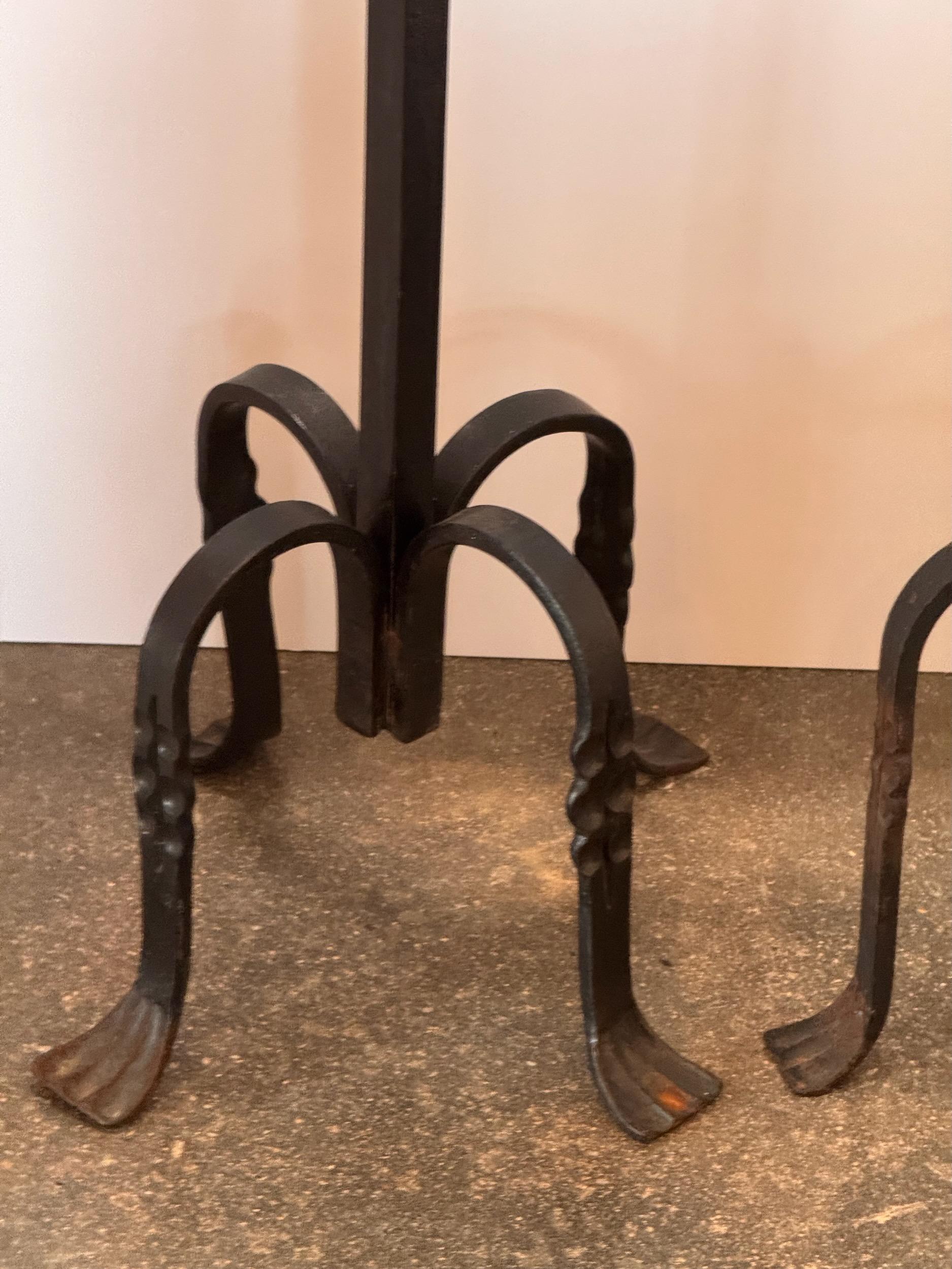 Mid-20th Century 1950s Brass and Iron Pedestals