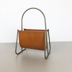 1950s Brass and Leather Magazine Holder Model 4019 by Carl Auböck, Austria