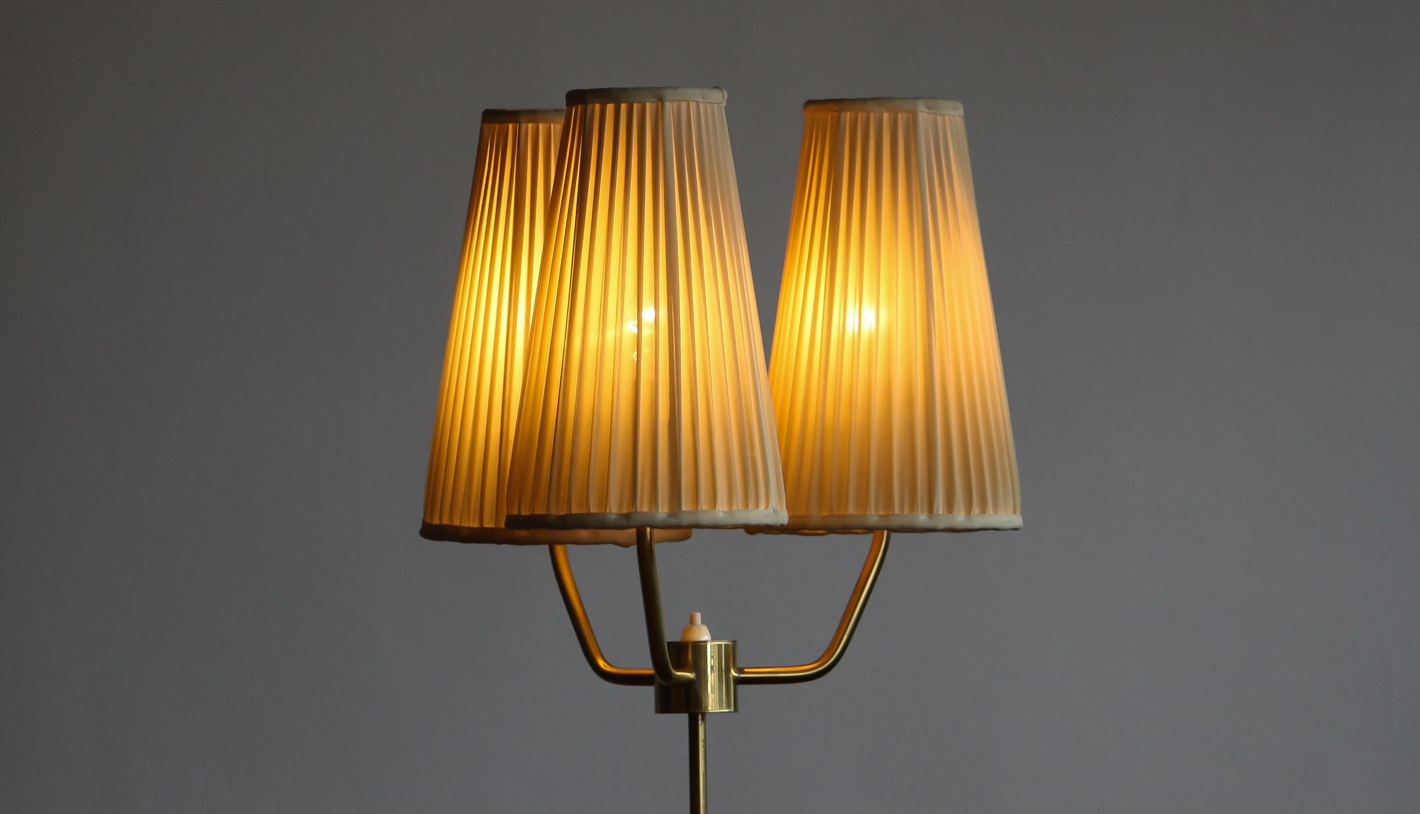 Mid-20th Century 1950s, Brass and Metal Floor Lamp by Falkenbergs Belysning, Denmark