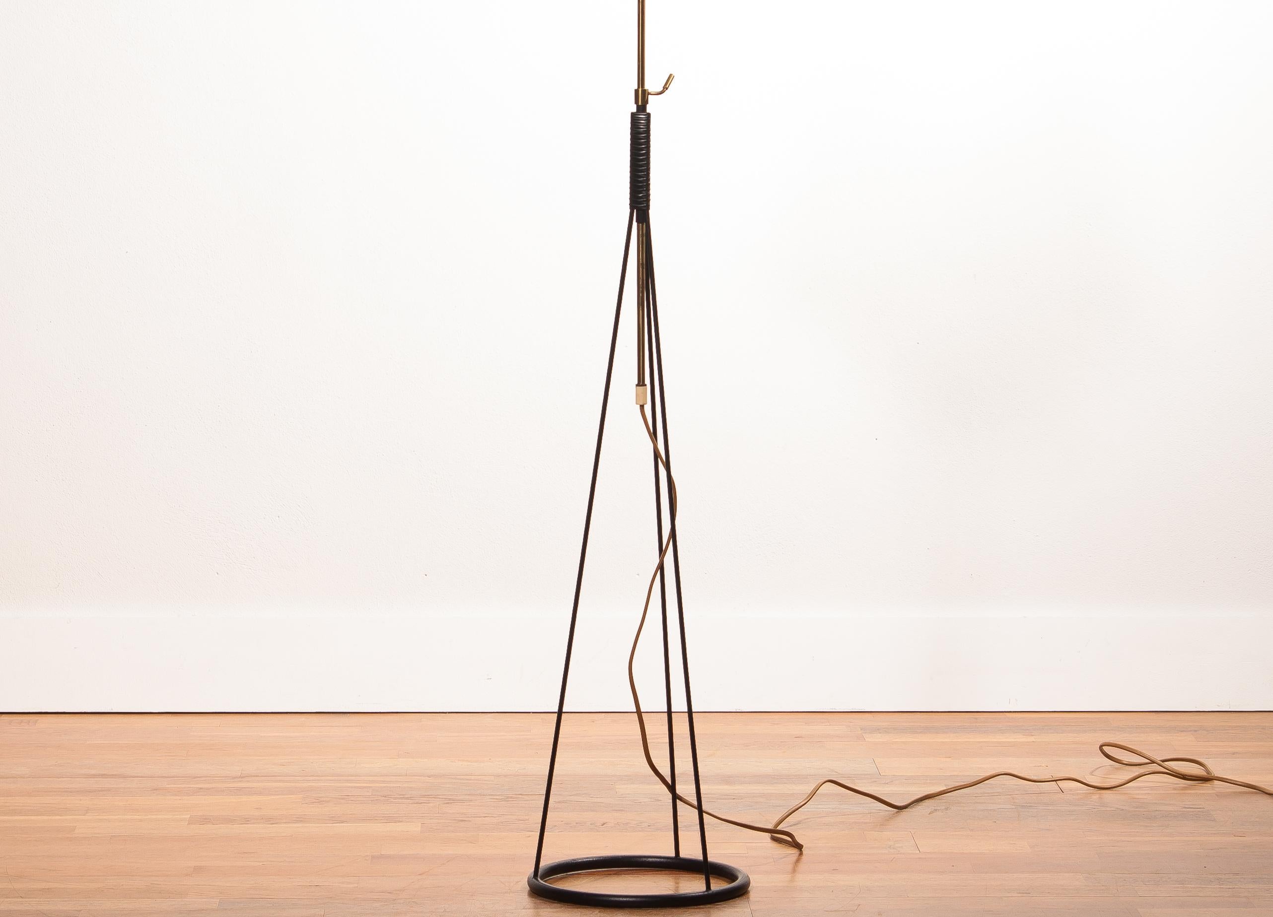 Mid-20th Century 1950s, Brass and Metal Floor Lamp by Falkenbergs Belysning, Denmark