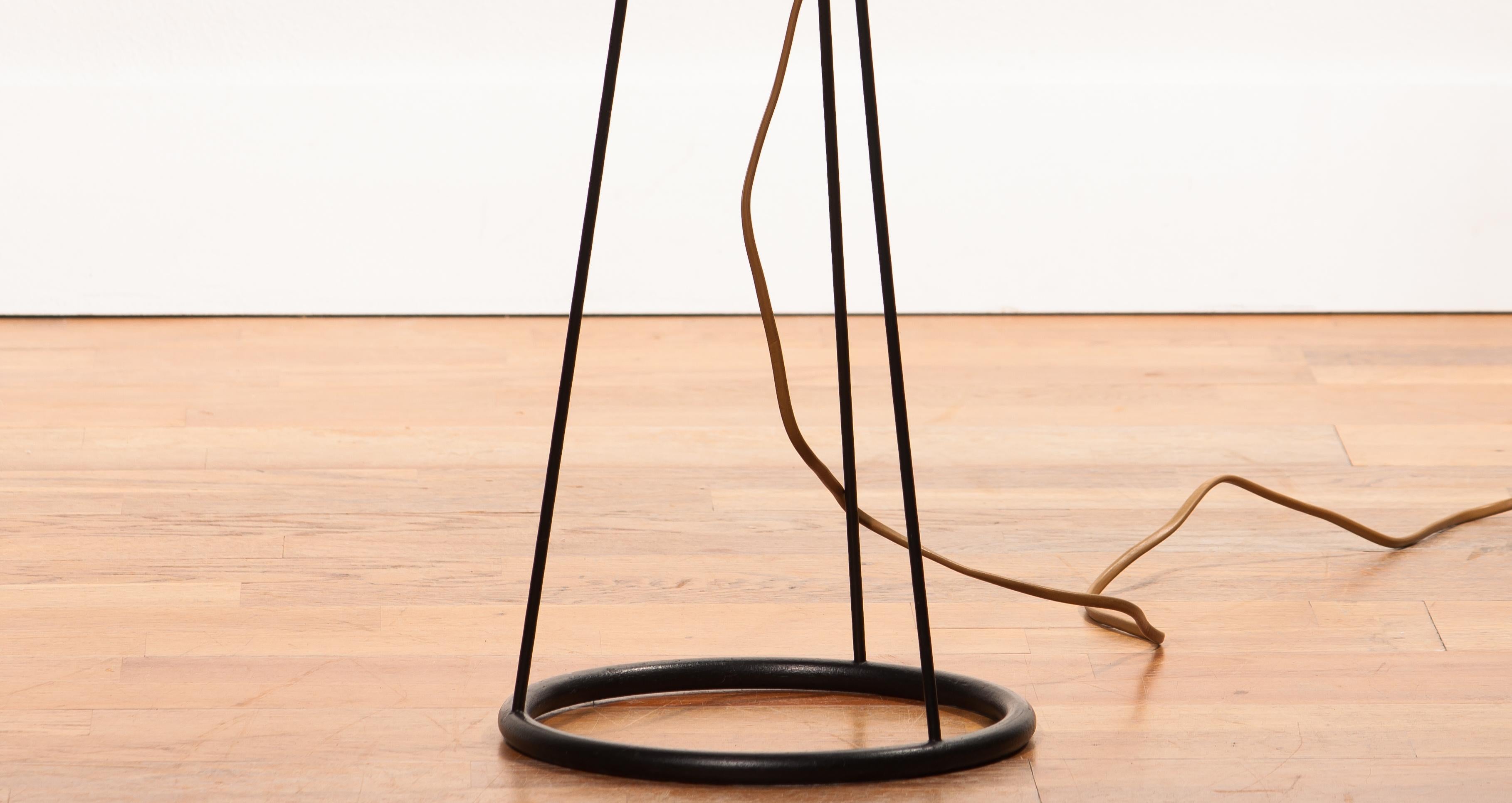 1950s, Brass and Metal Floor Lamp by Falkenbergs Belysning, Denmark 1