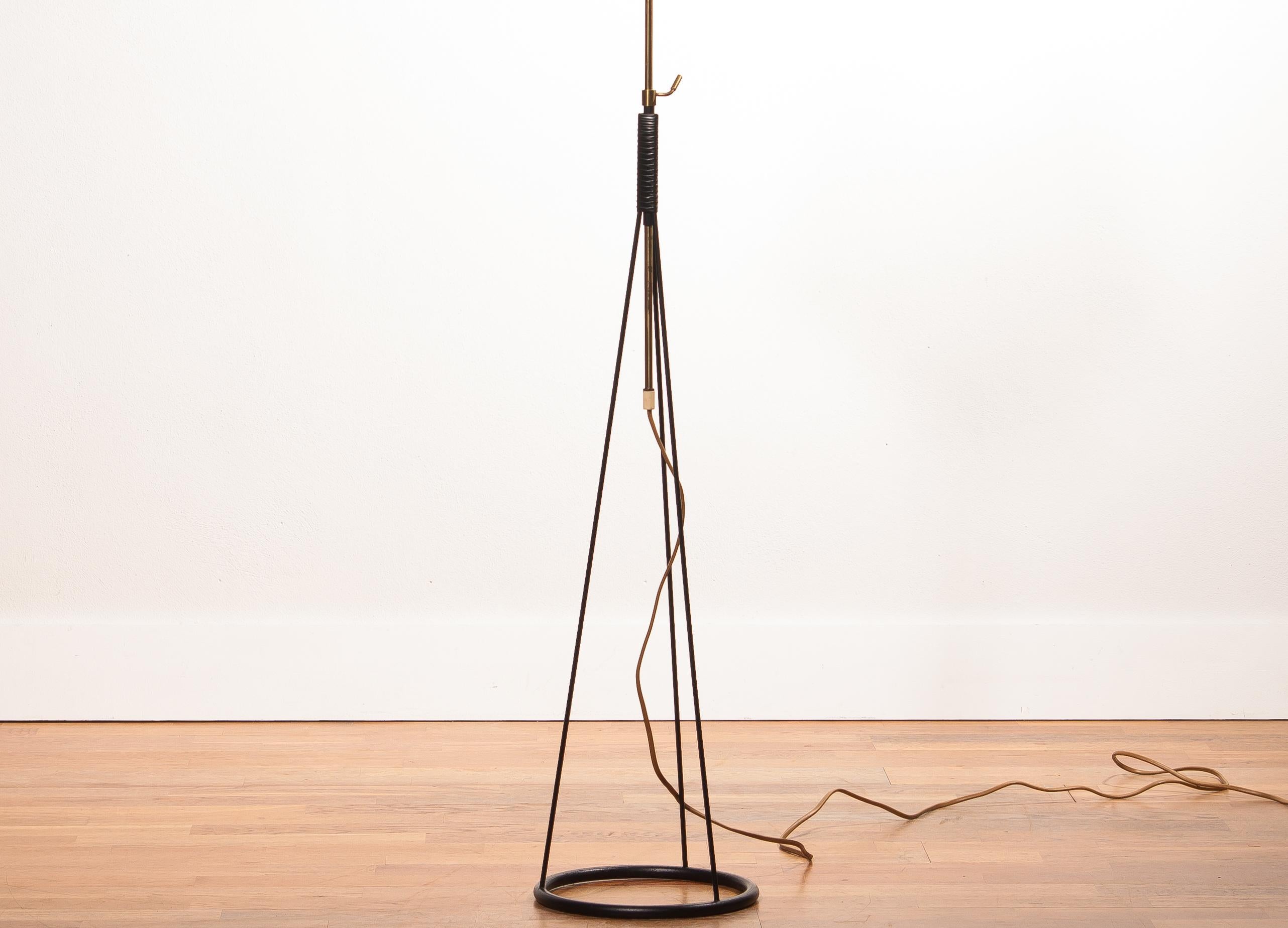 1950s, Brass and Metal Floor Lamp by Falkenbergs Belysning, Denmark 3