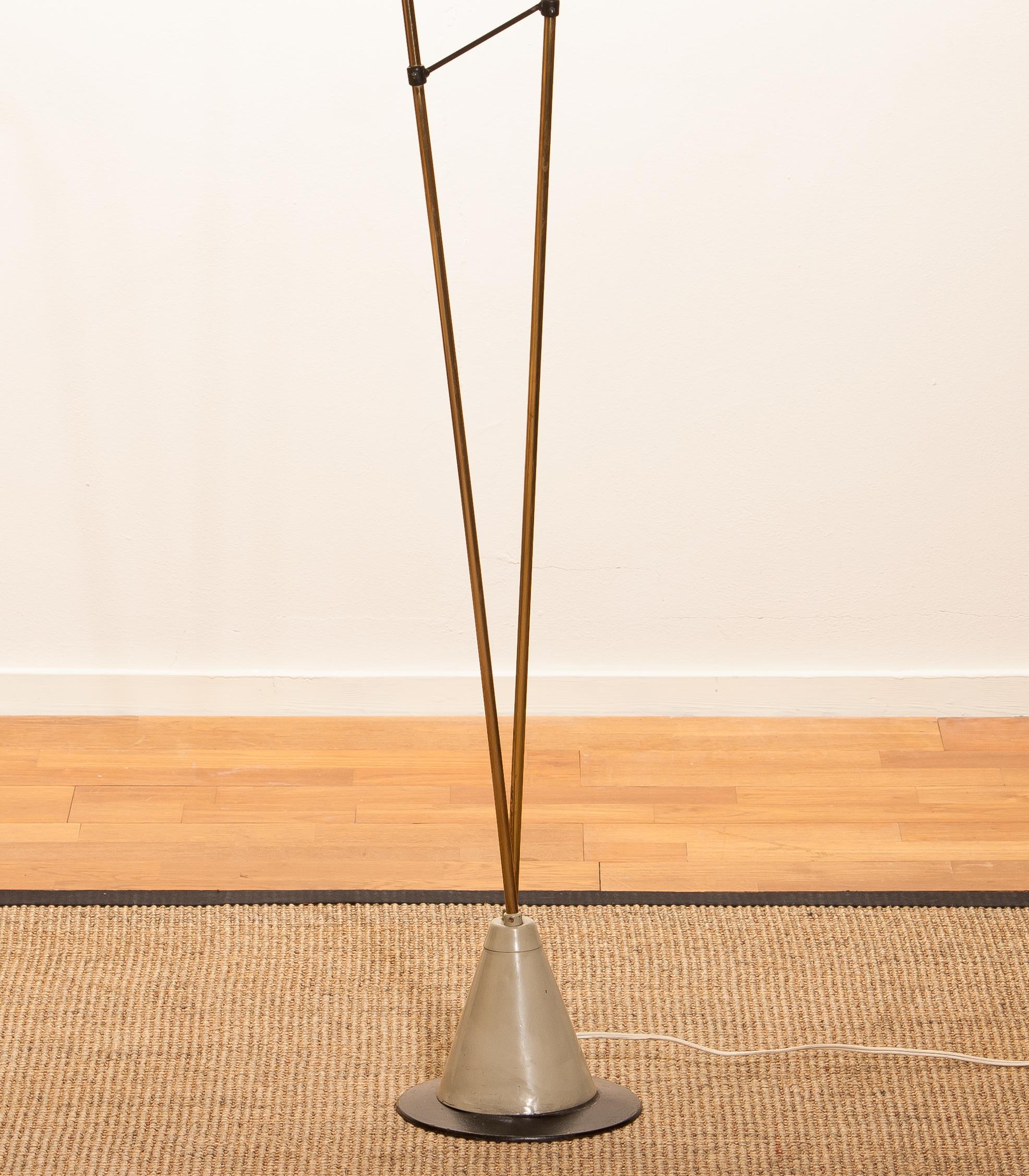 1950s, Brass and Metal Floor Lamp by Hans Bergström for Ateljé Lyktan In Good Condition In Silvolde, Gelderland