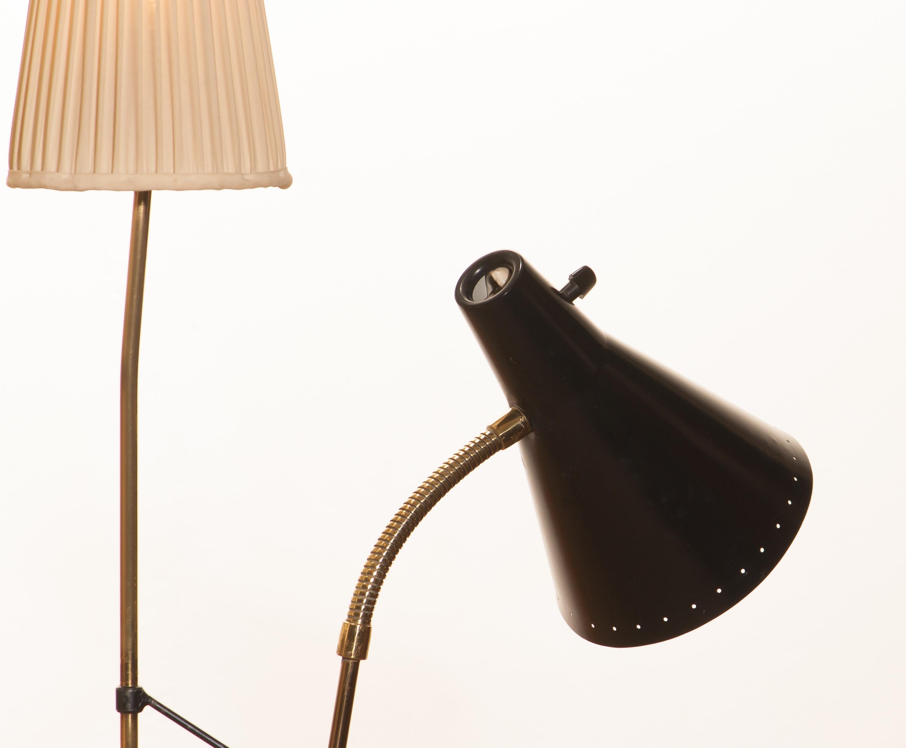 1950s, Brass and Metal Floor Lamp by Hans Bergström for Ateljé Lyktan 1