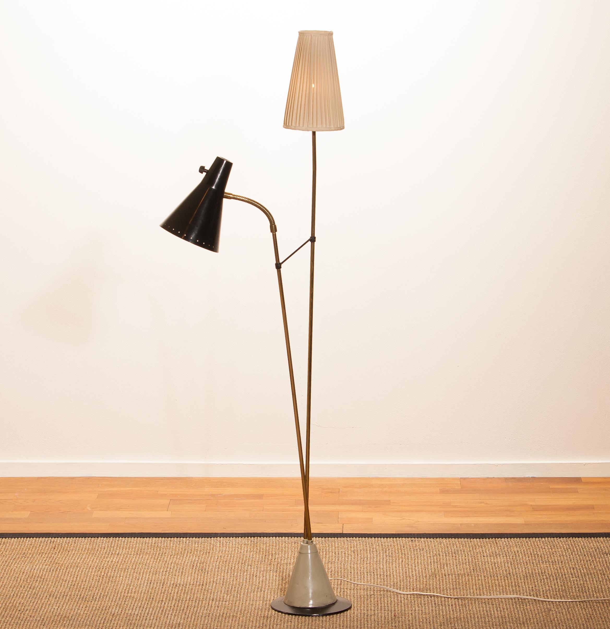 1950s, Brass and Metal Floor Lamp by Hans Bergström for Ateljé Lyktan 3