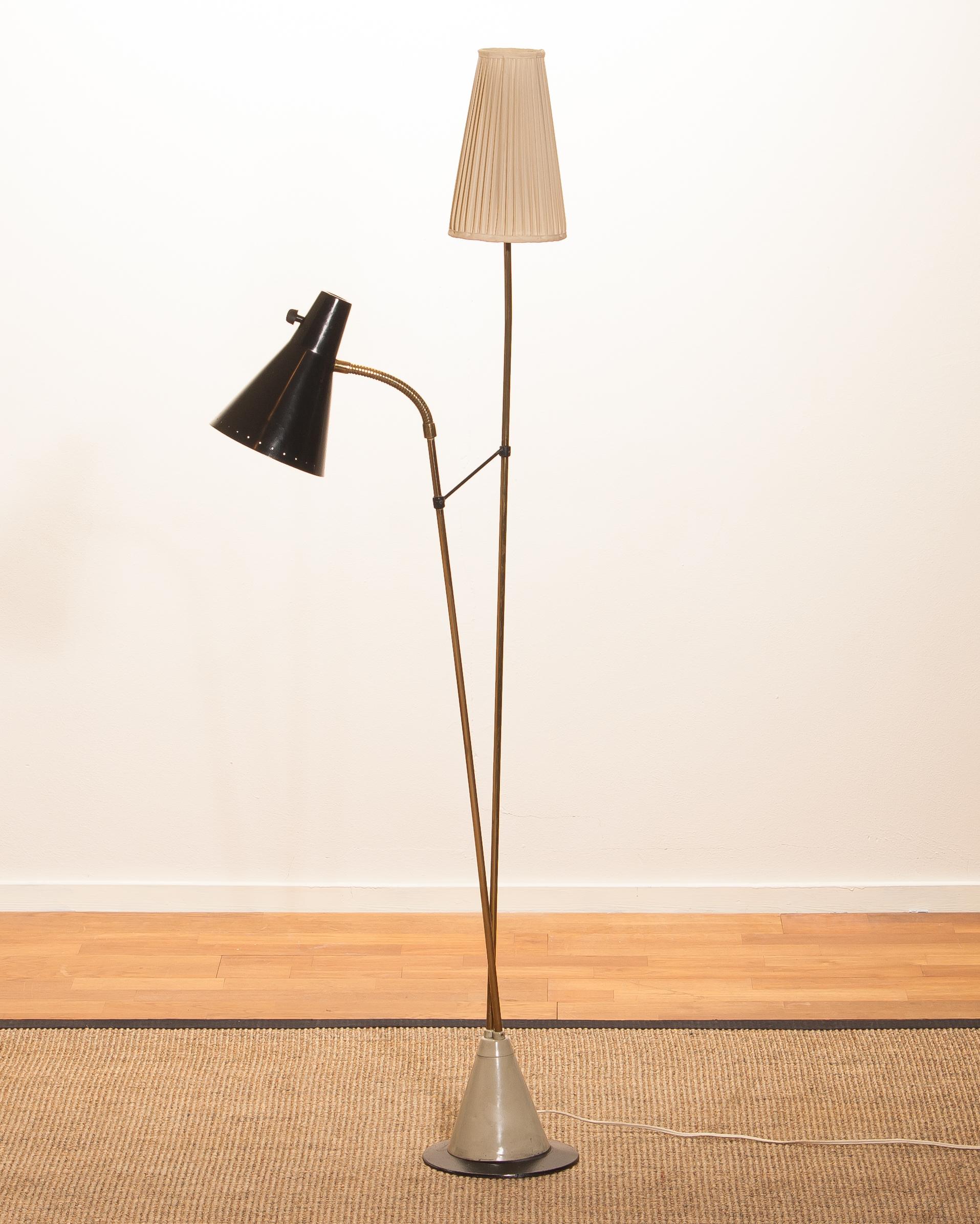 1950s, Brass and Metal Floor Lamp by Hans Bergström for Ateljé Lyktan 4