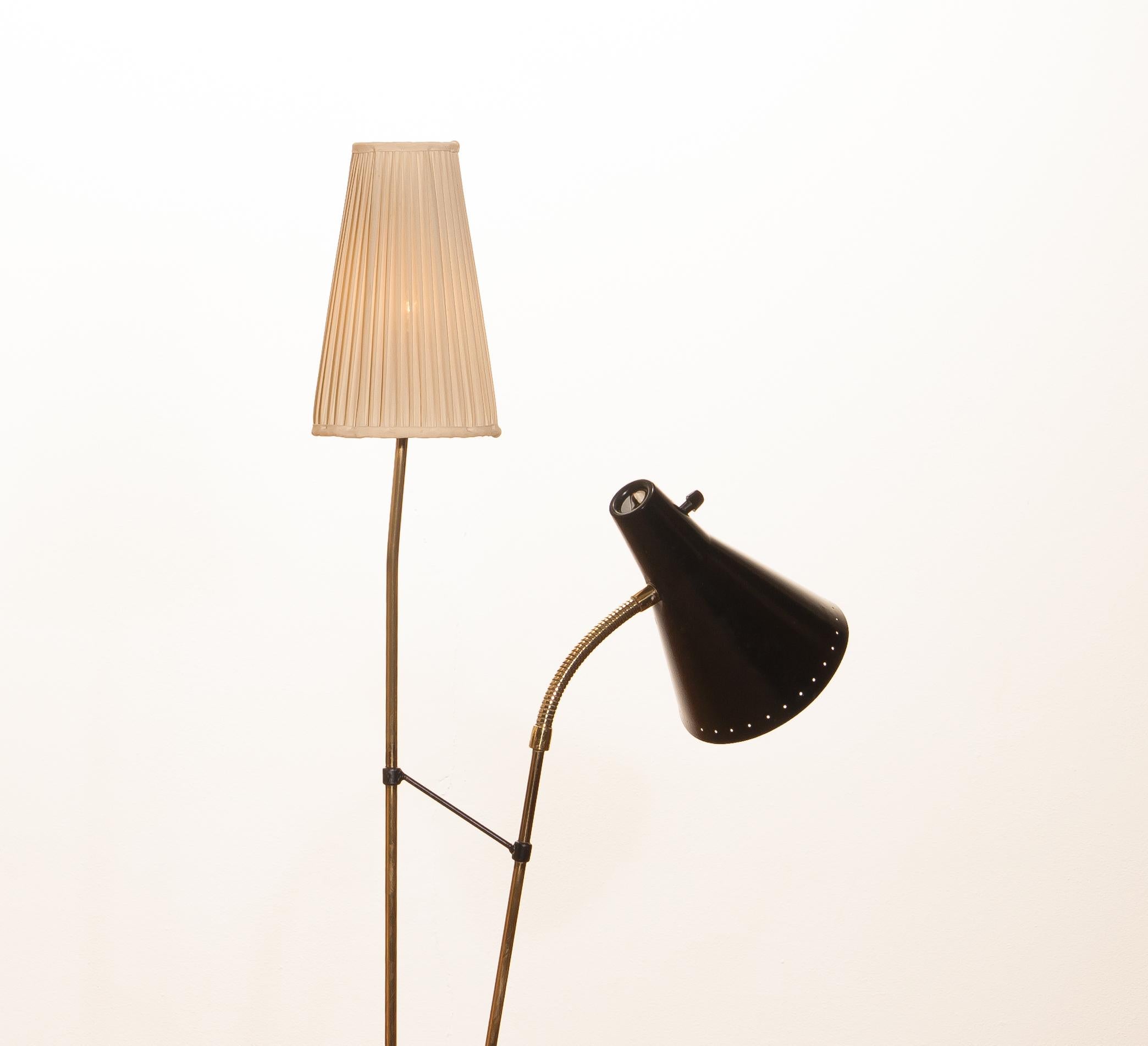 1950s, Brass and Metal Floor Lamp by Hans Bergström for Ateljé Lyktan 2