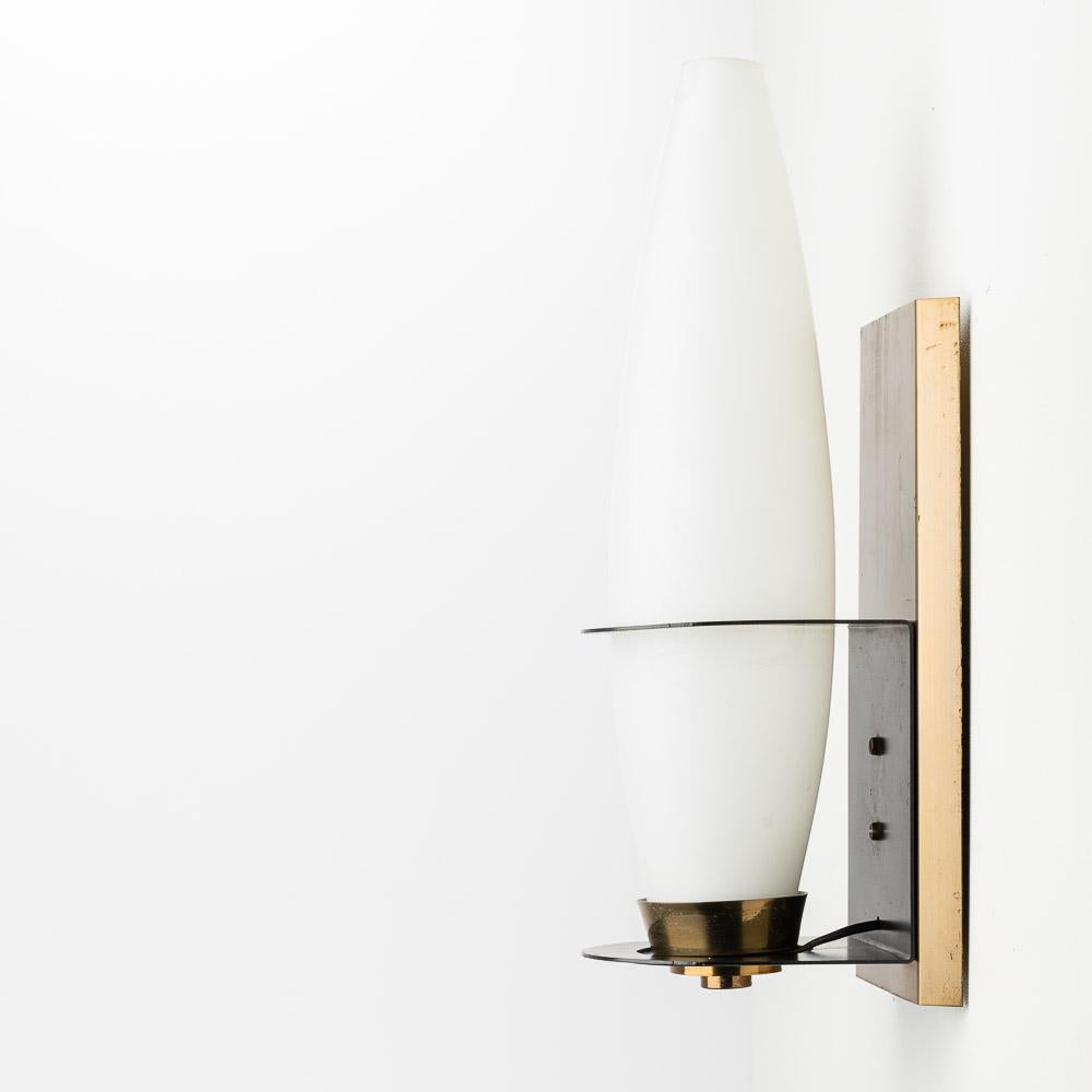 1950s Brass and Opaline Glass Sconce For Sale 8