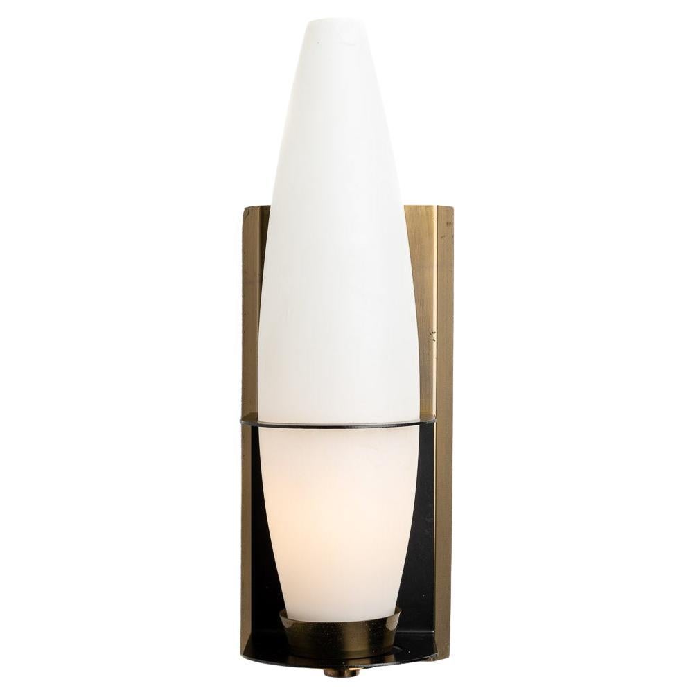 1950s Brass and Opaline Glass Sconce For Sale