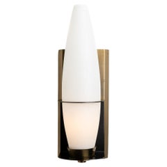 Vintage 1950s Brass and Opaline Glass Sconce
