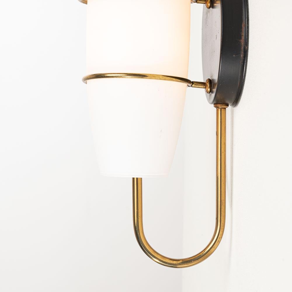 1950's Brass and Opaline Glass Sconces For Sale 3