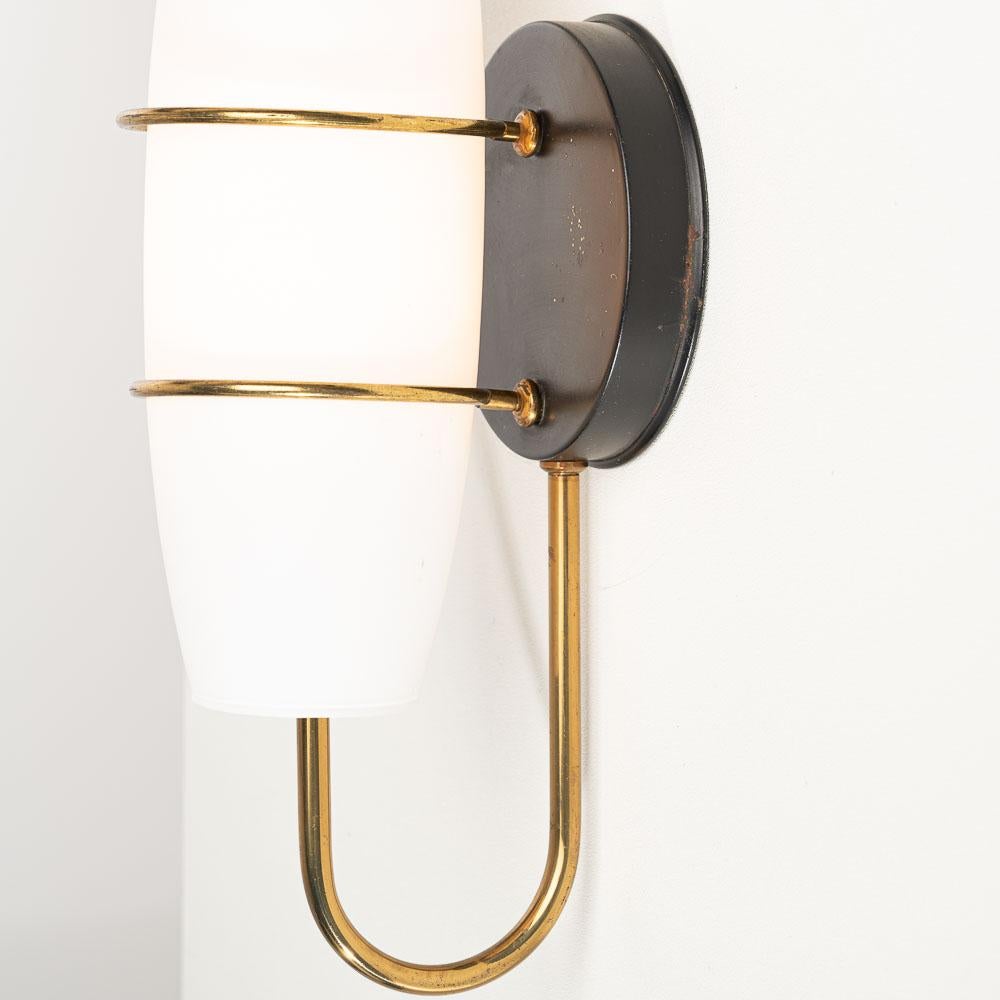 1950's Brass and Opaline Glass Sconces For Sale 5