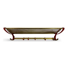 1950s Brass and Red Lacquer Coat Rack