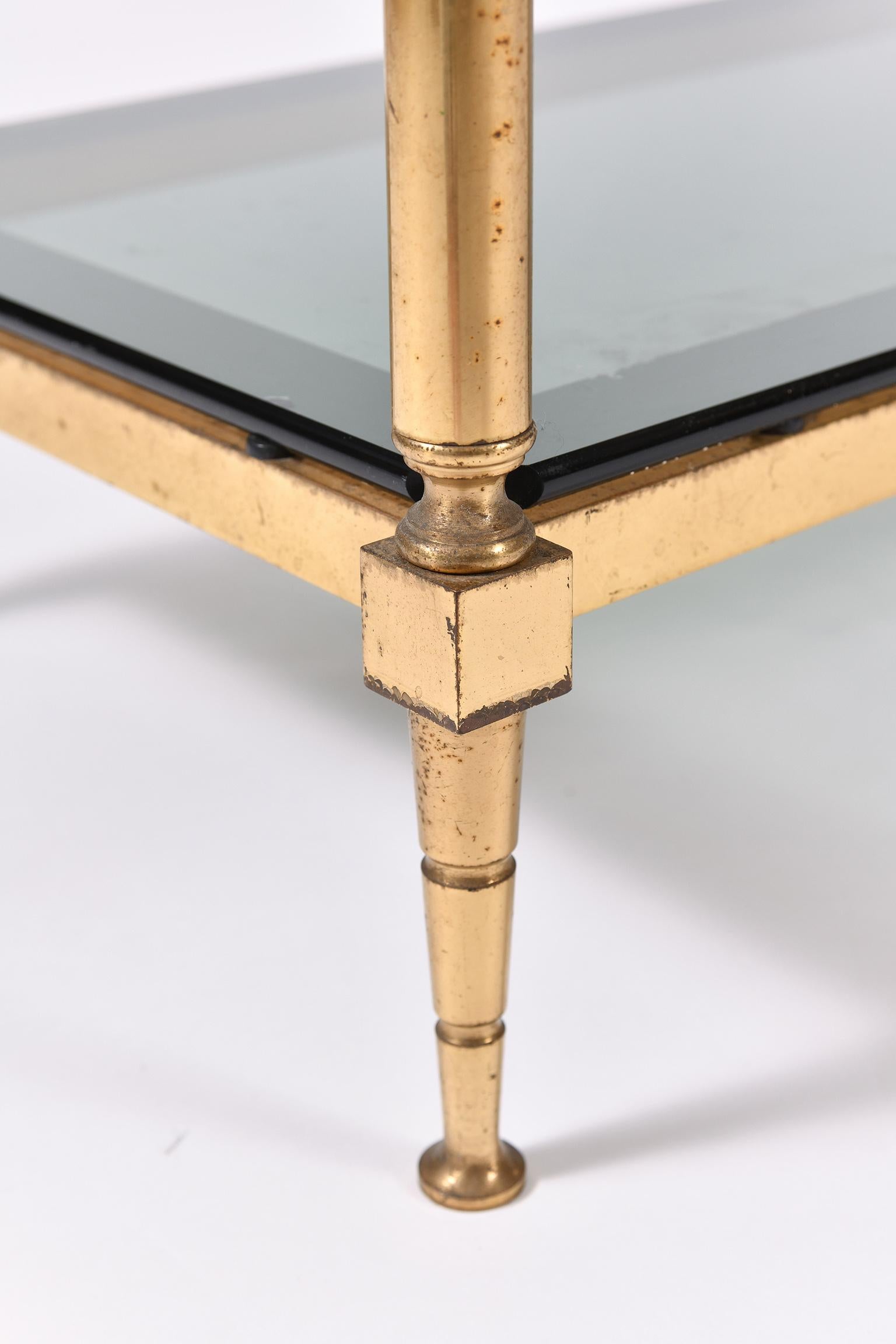1950s Brass and Smoked Glass Top Console Table or Etagere In Good Condition In London, GB