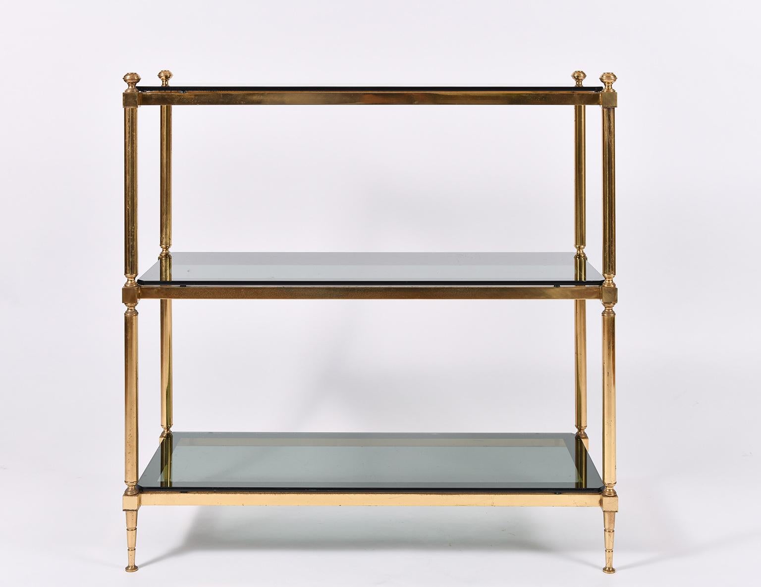 1950s Brass and Smoked Glass Top Console Table or Etagere 2