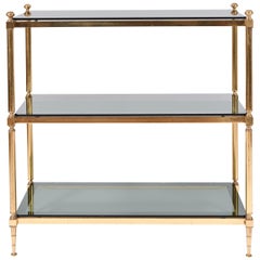 1950s Brass and Smoked Glass Top Console Table or Étagère