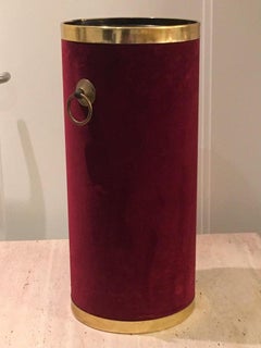 1950s Brass and Velvet Italian Umbrella Stand