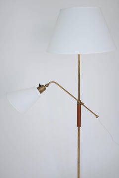 1950's, Brass and Wood Floor Lamp by Bertil Brisborg for Nordiska Kompaniet