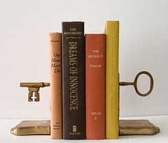 1950s Brass Antique Bridge Ward Key Bookends – a Pair