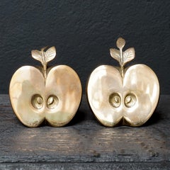 1950s Brass Apple Bookends or Paperweights