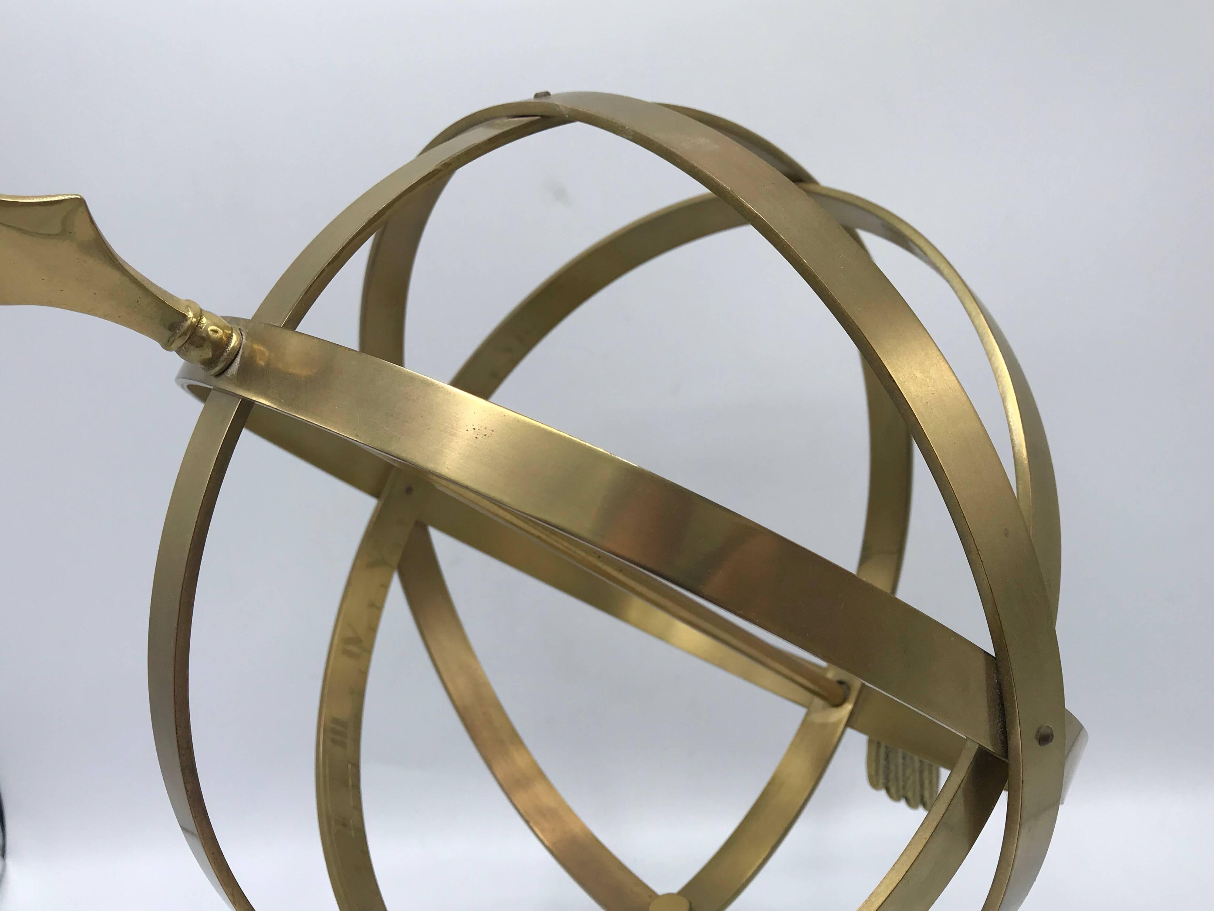 1950s Brass Armillary Sculpture For Sale 1