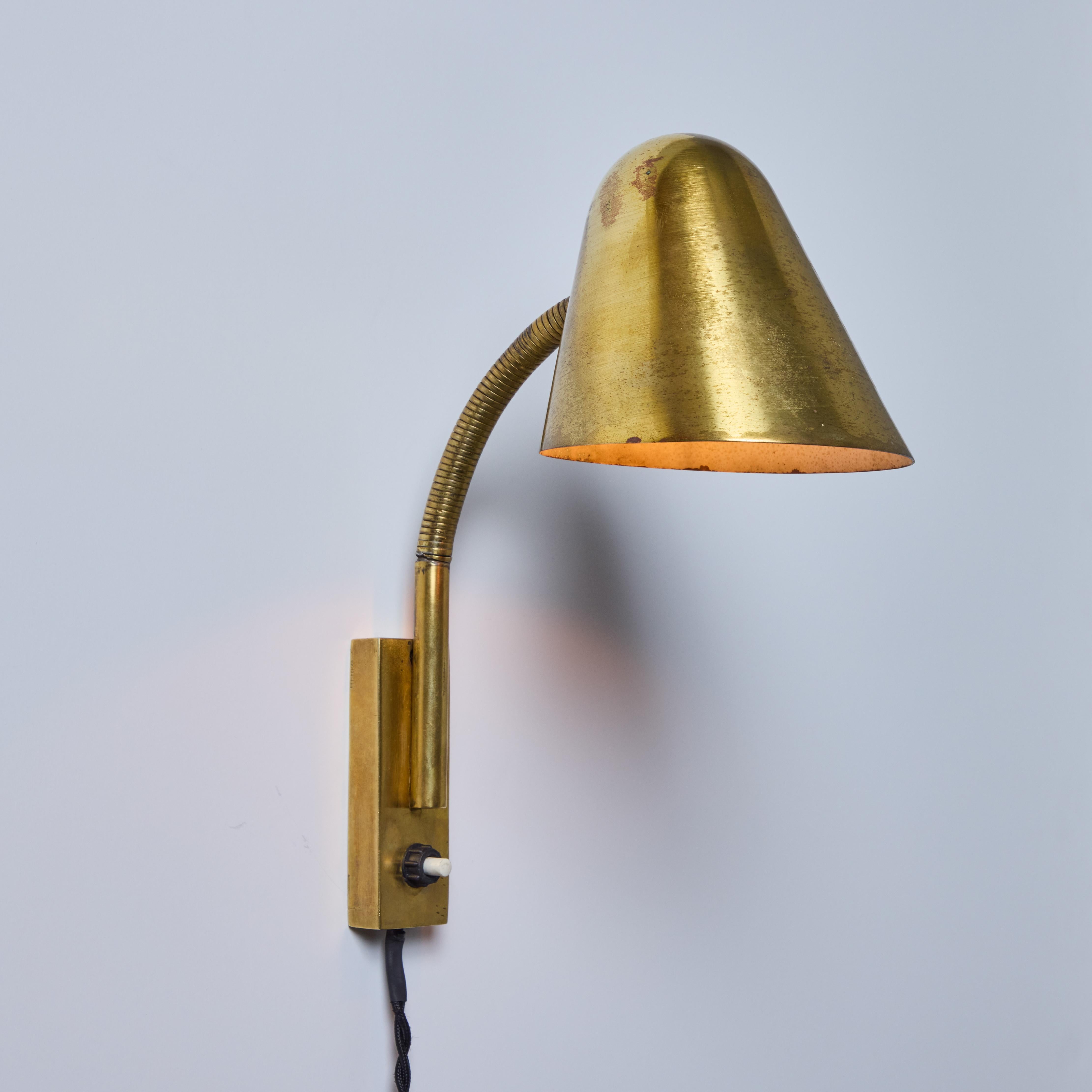 1950s Brass Articulating Wall Lamp Attributed to Jacques Biny In Good Condition For Sale In Glendale, CA