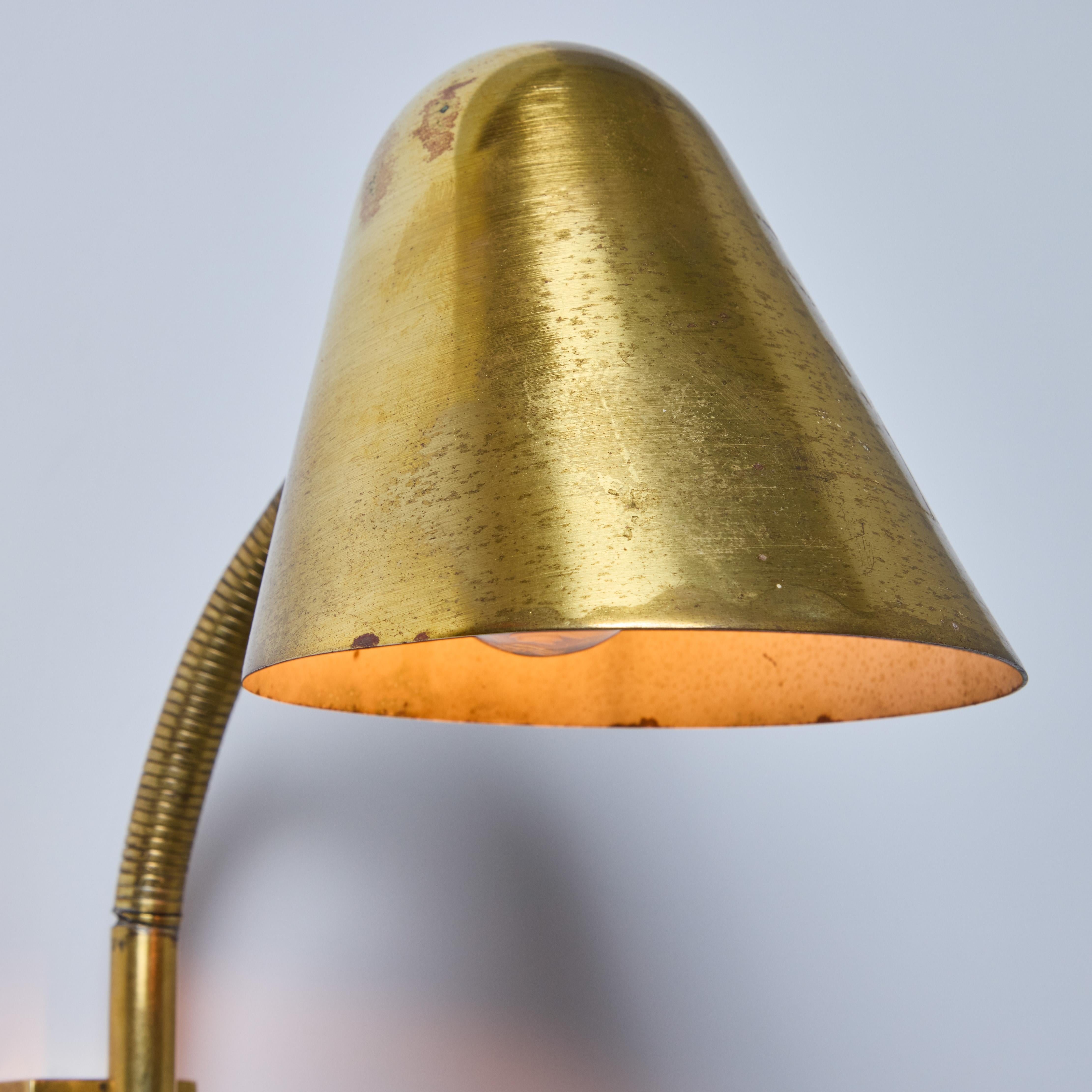 Mid-20th Century 1950s Brass Articulating Wall Lamp Attributed to Jacques Biny For Sale