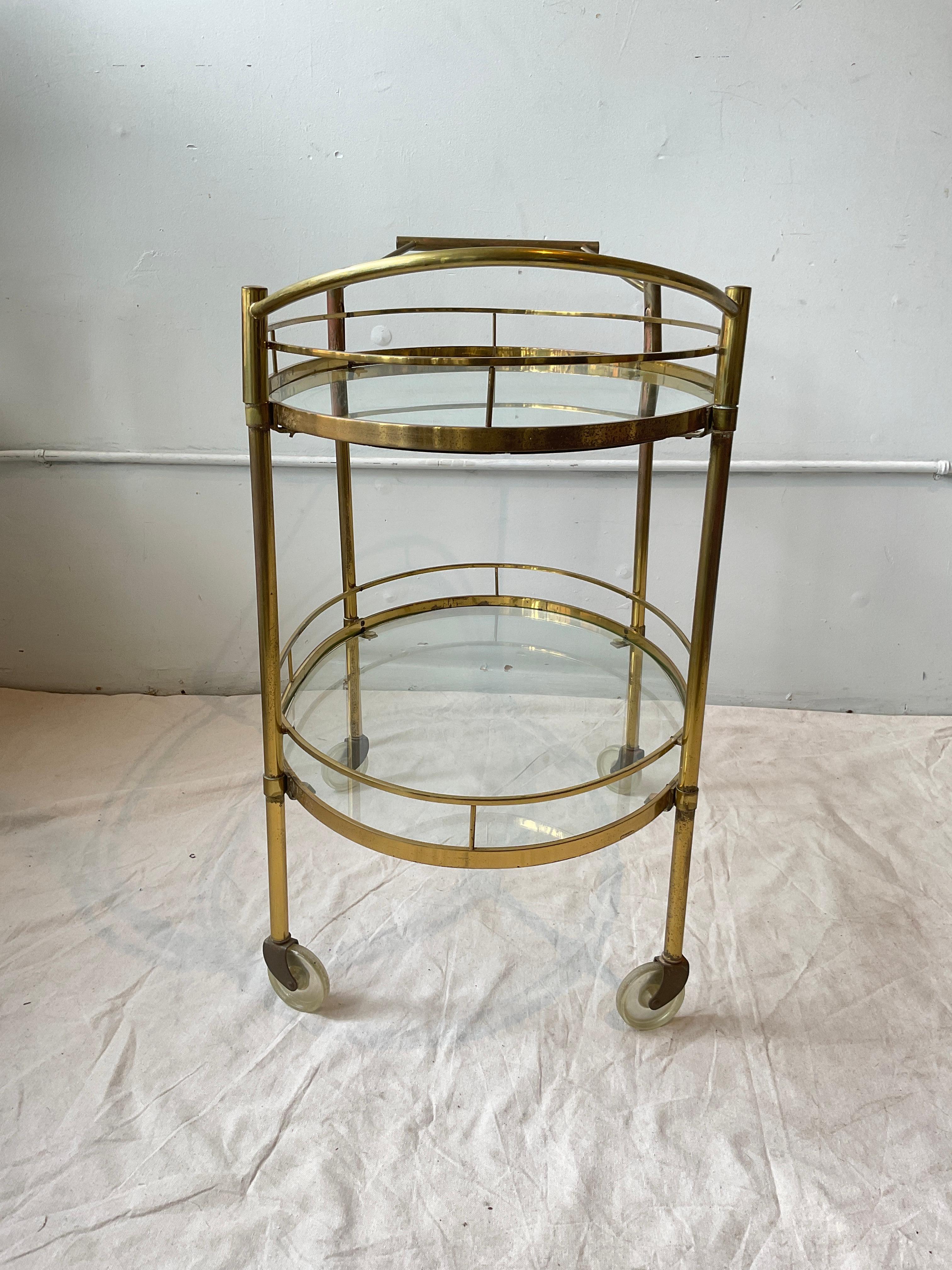 Mid-20th Century 1950s Brass BarCart For Sale