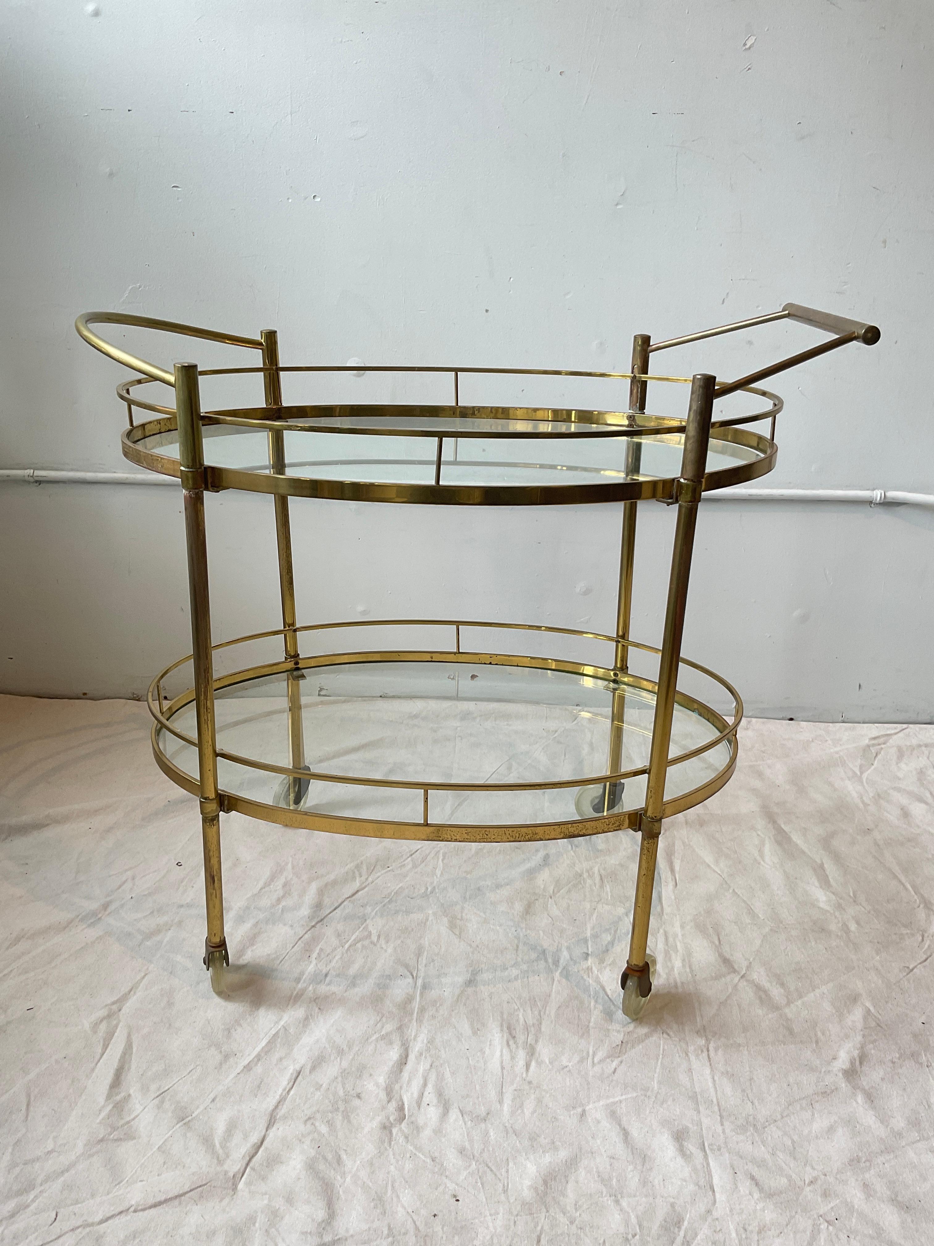 1950s Brass BarCart For Sale 1