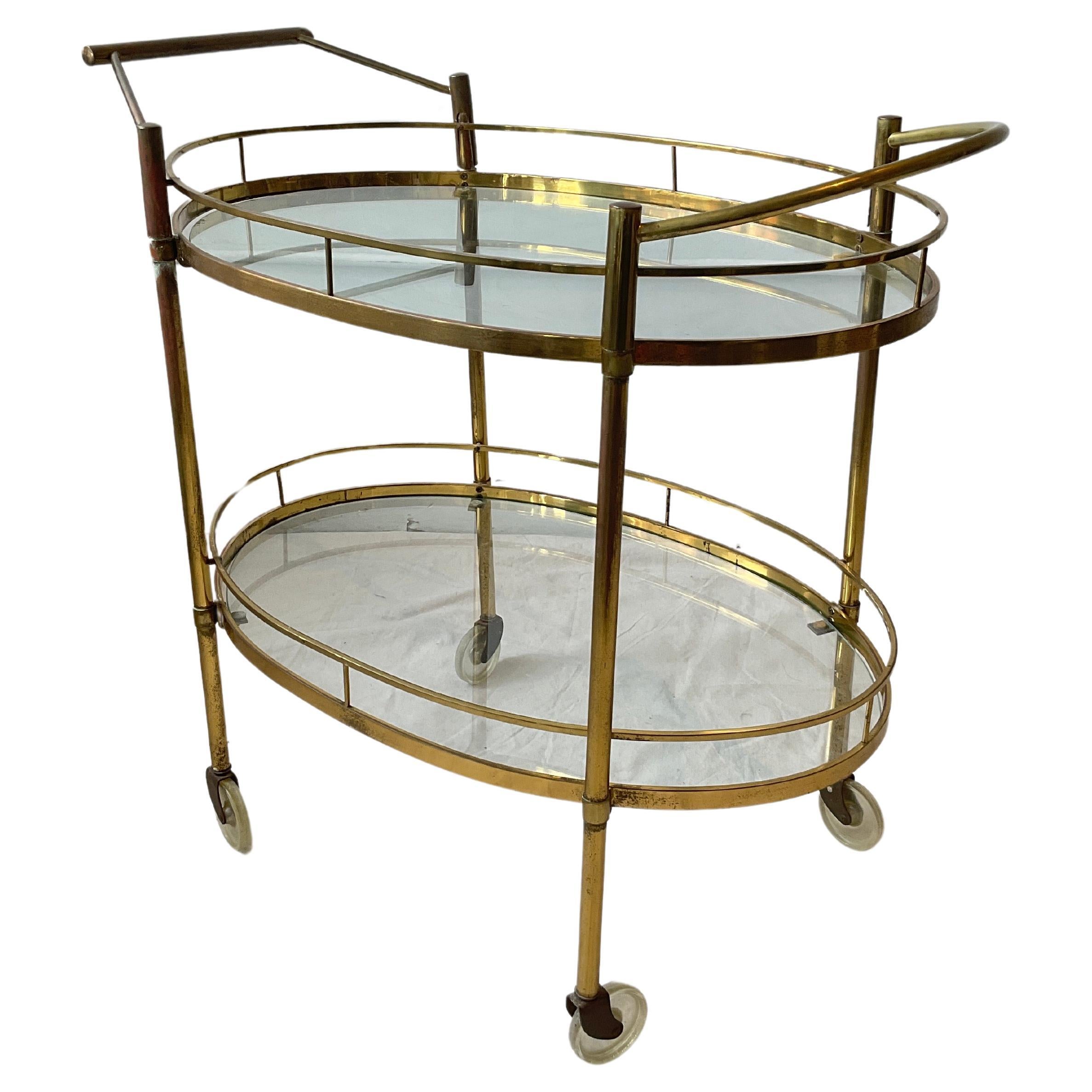 1950s Brass BarCart For Sale