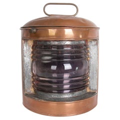 Farol de barco de latón de los años 50 con cristal especial