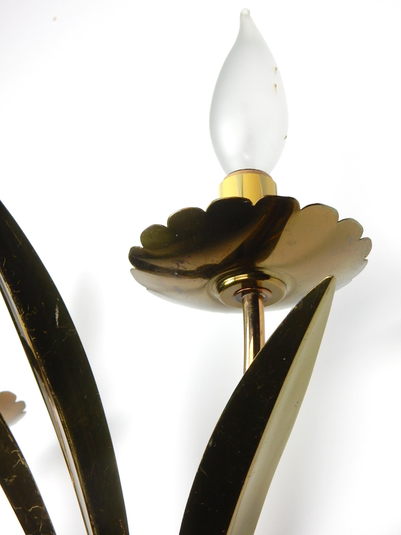 20th Century 1950's Brass Botanical Sconces Lamps