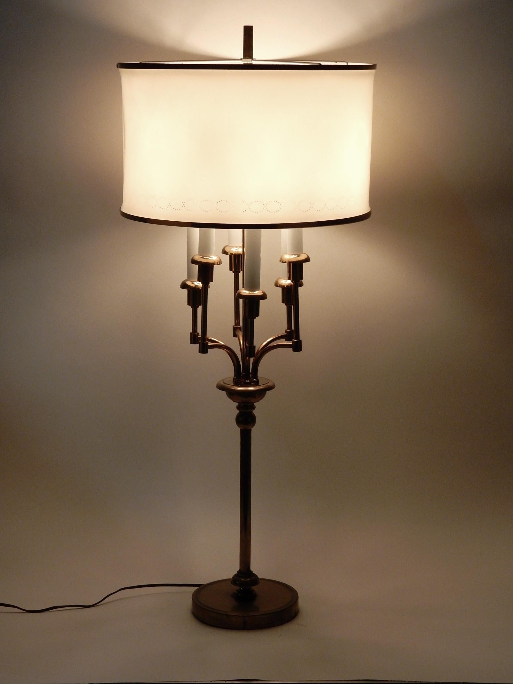 1950s Brass Candelabra Table Lamp 3