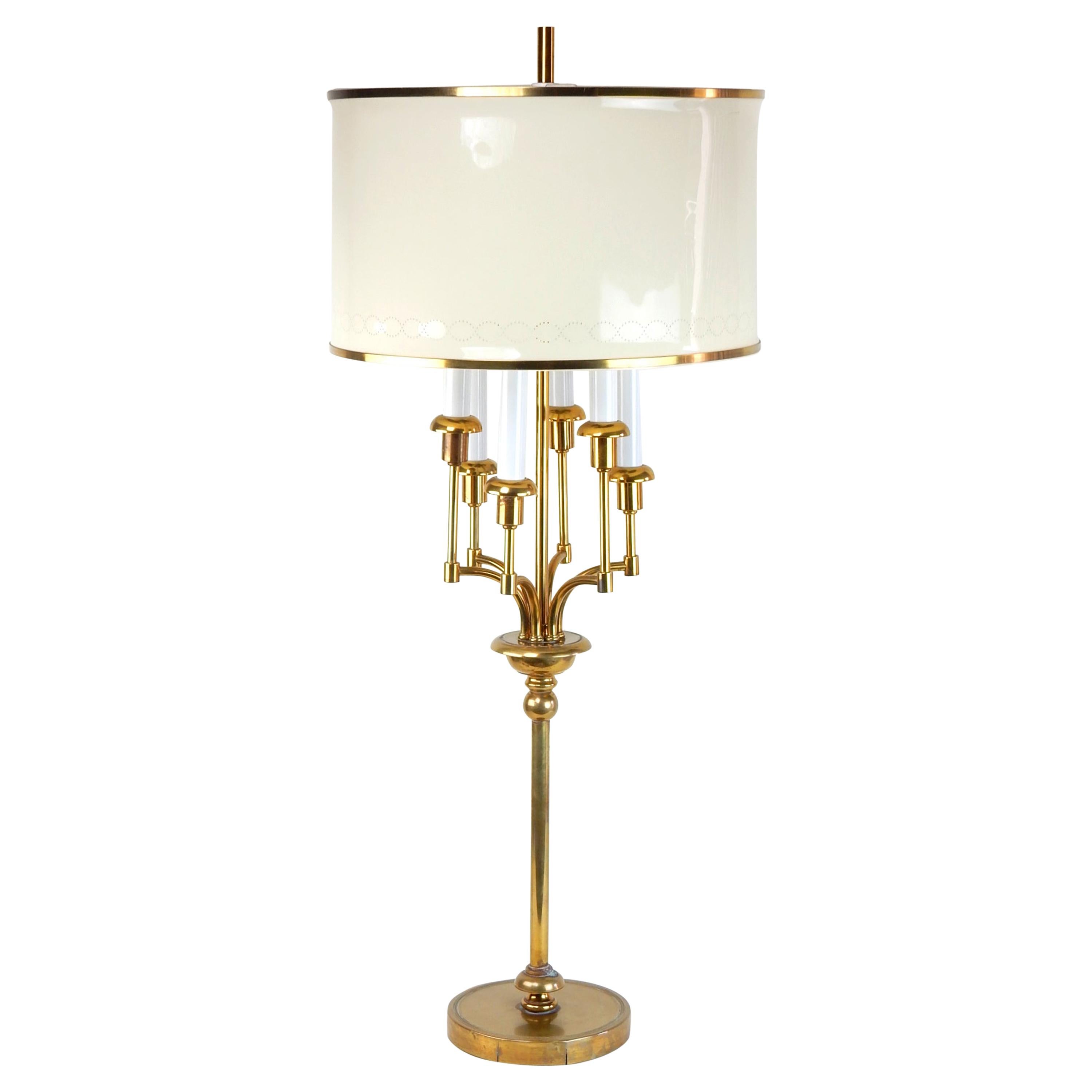 1950s Brass Candelabra Table Lamp