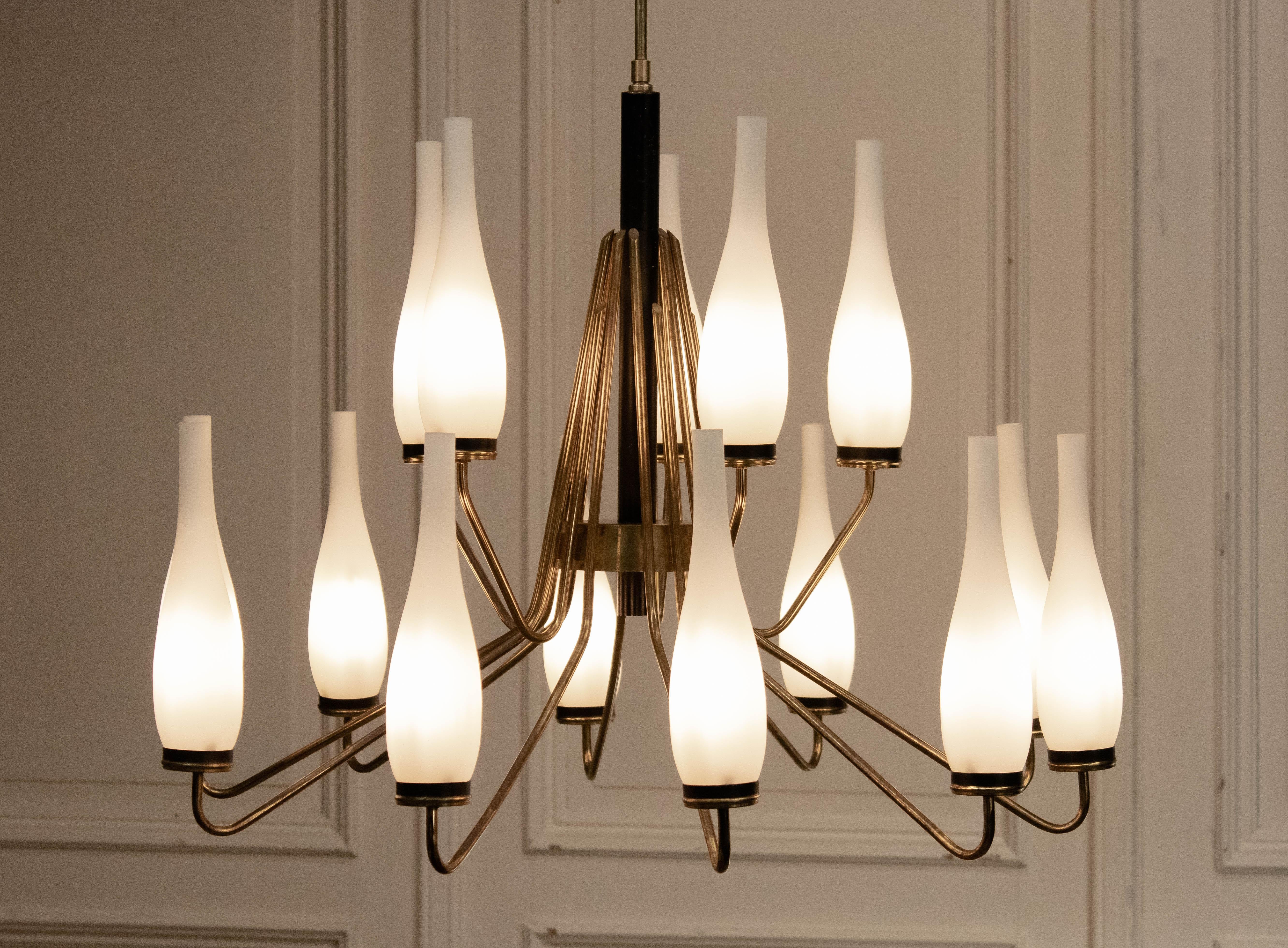 1950s, Brass Chandelier by Stilnovo, Italy For Sale 2