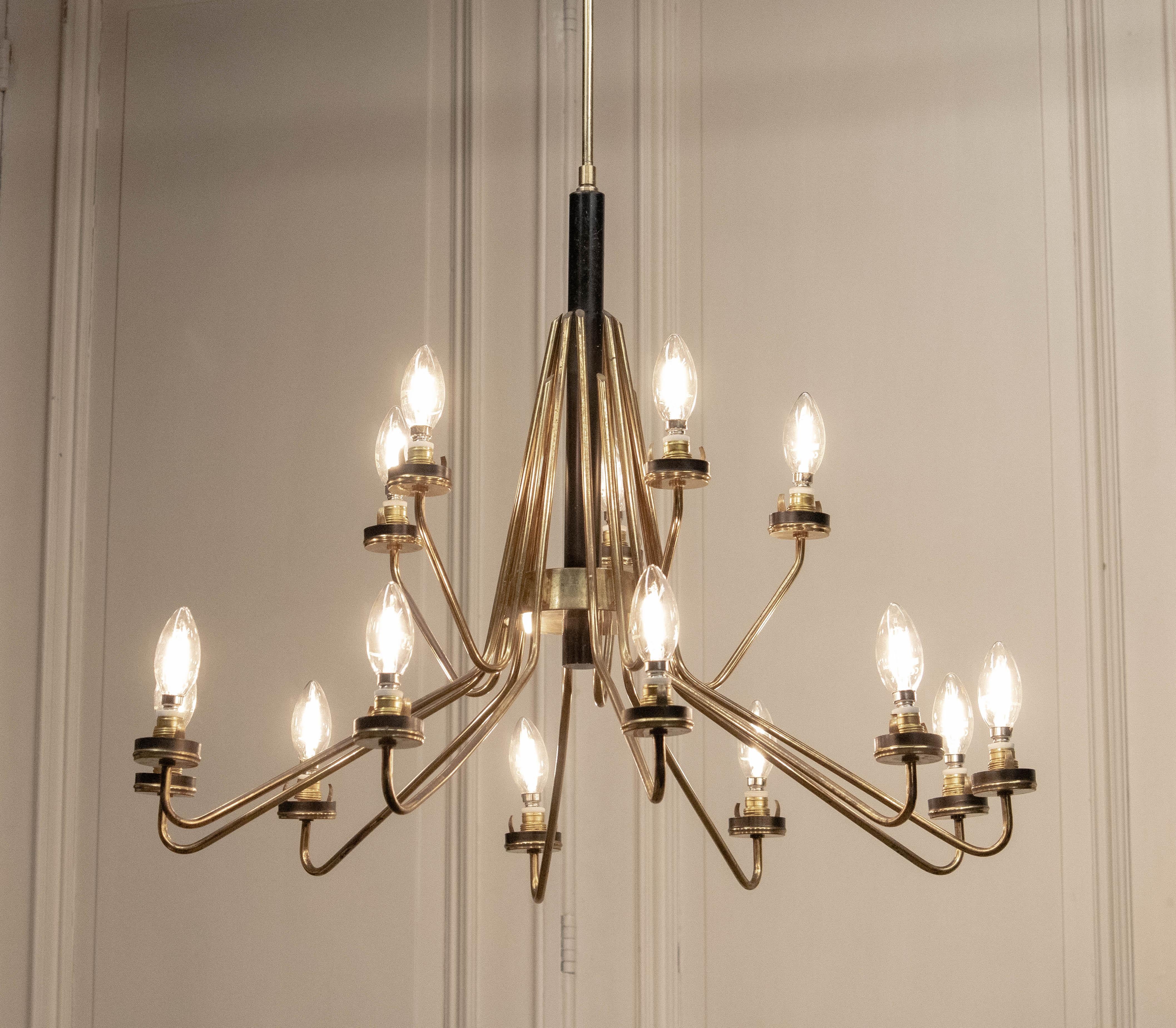 1950s, Brass Chandelier by Stilnovo, Italy For Sale 3