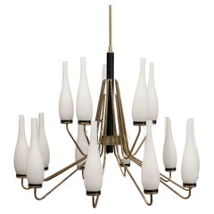 1950, Lustre en laiton par Stilnovo, Italie