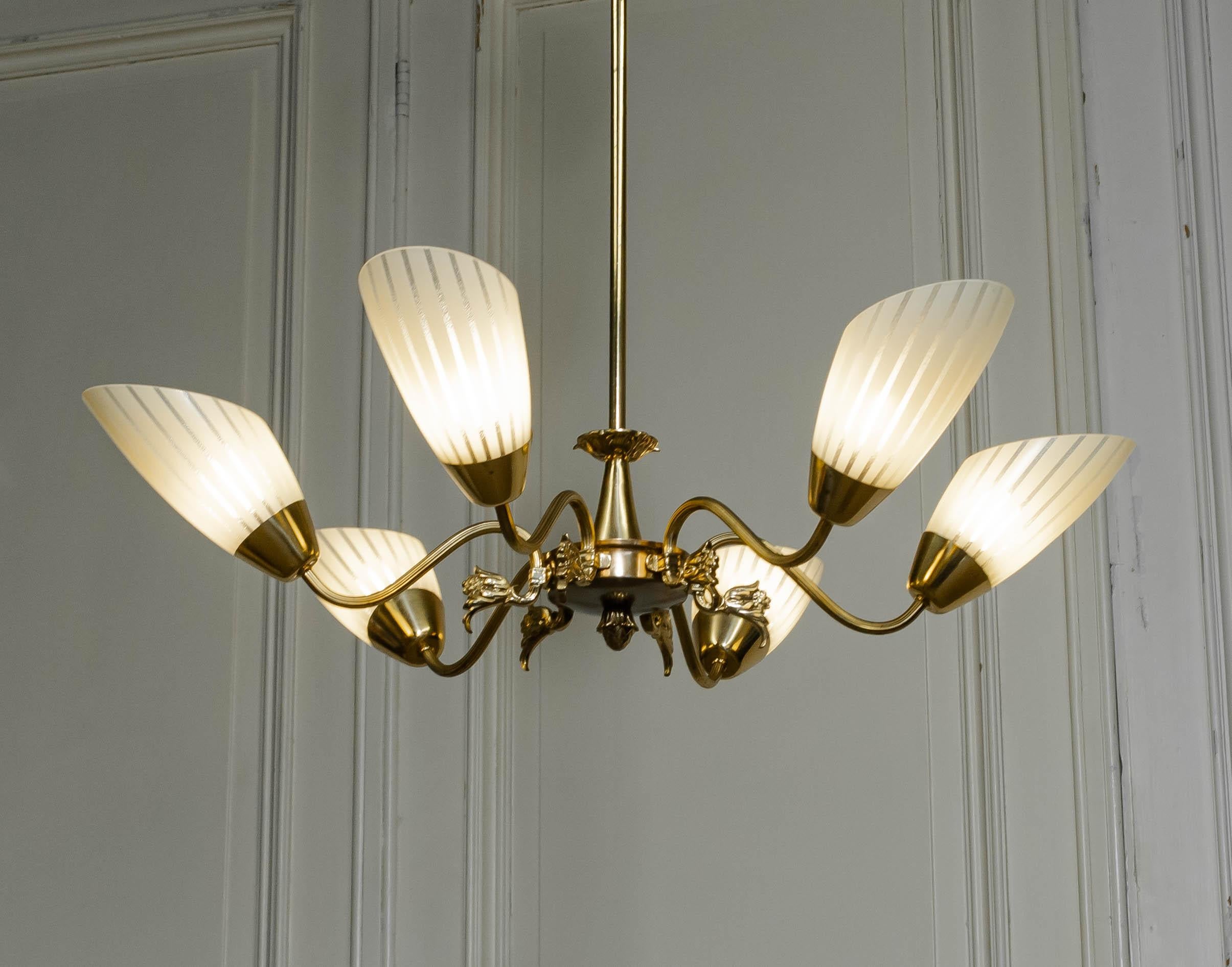 1950s,  Lustre en laiton, Suède en vente 1