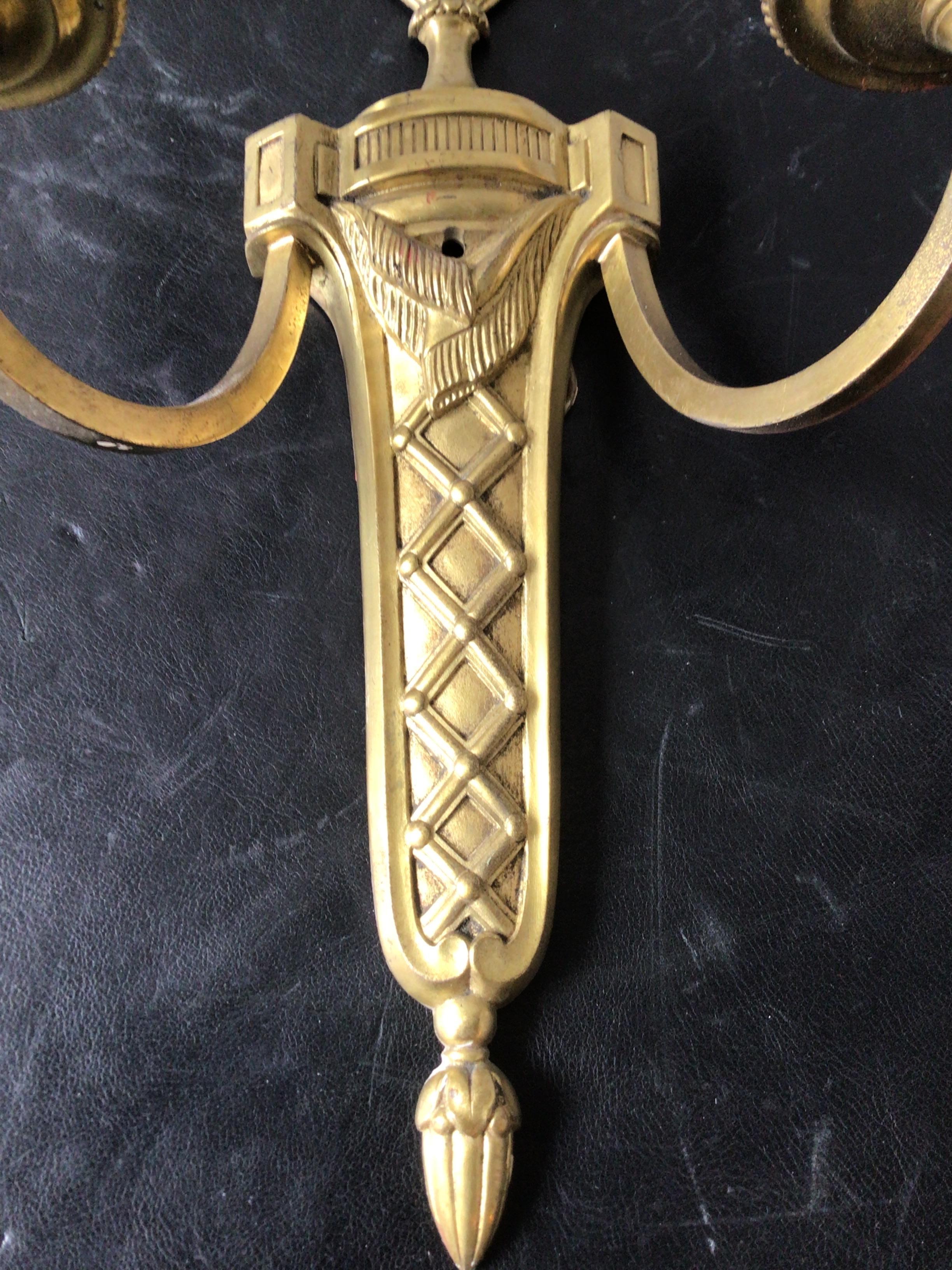 1950s Brass Classical Urn Sconces, 2 Pairs For Sale 2