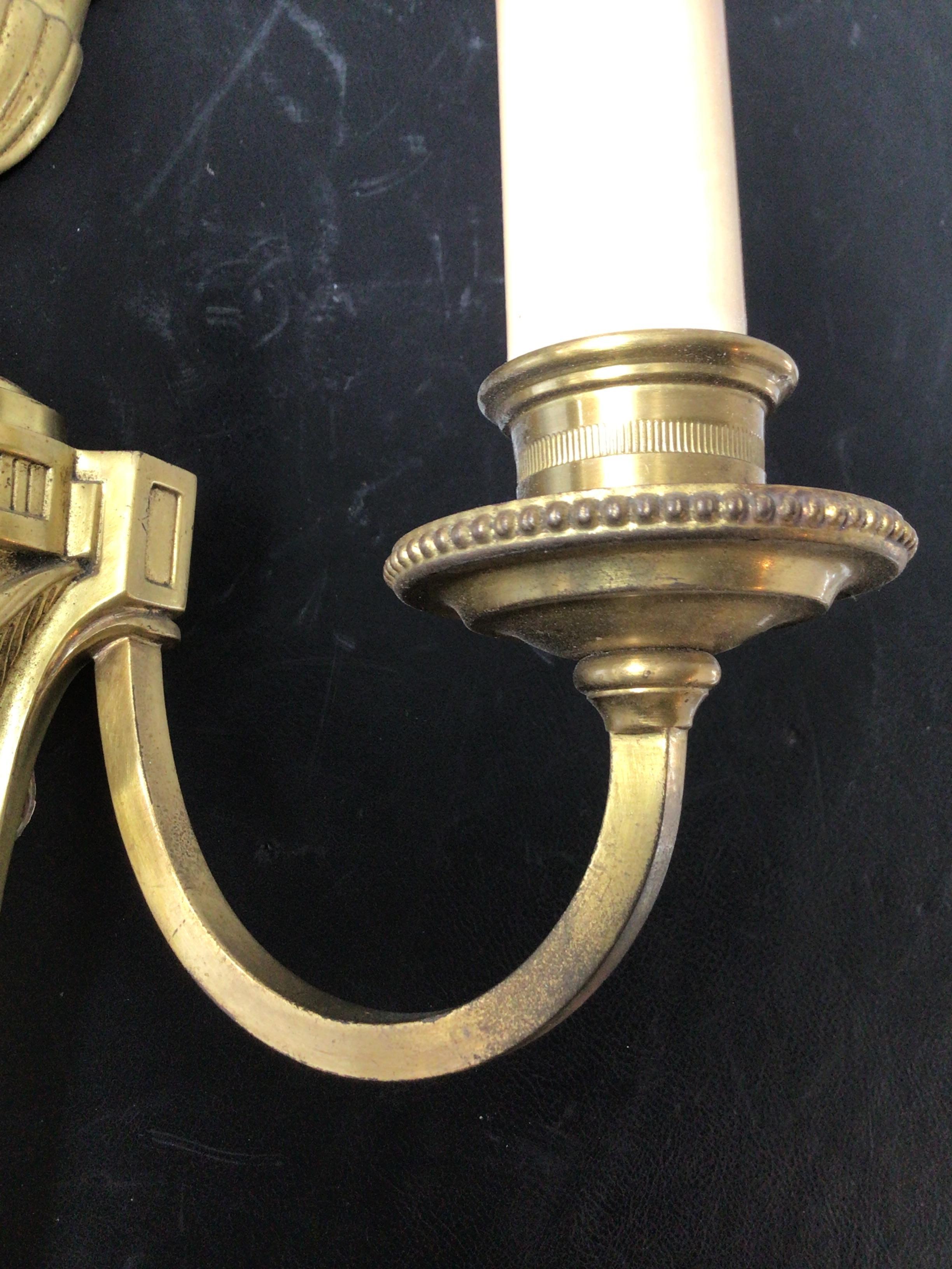 1950s Brass Classical Urn Sconces, 2 Pairs For Sale 3
