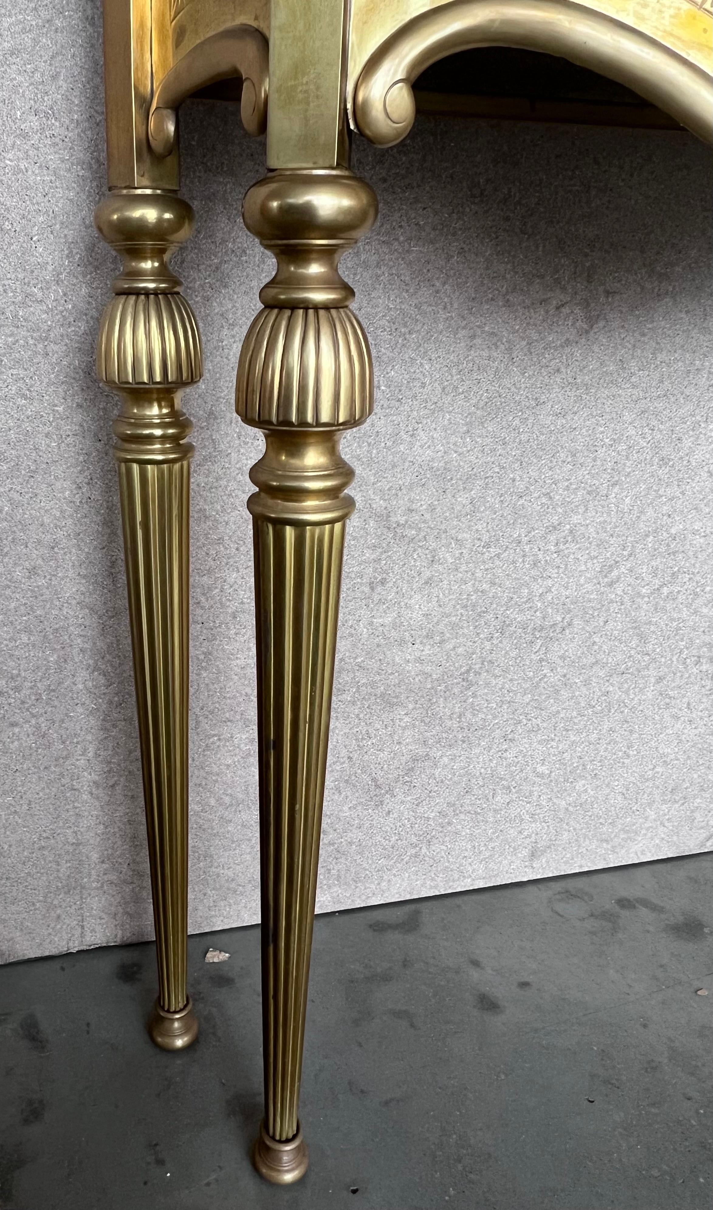1950s Brass Console Table with Marble Top For Sale 6