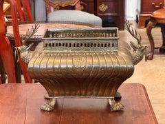 1950s Brass Dear Head Jardiniere