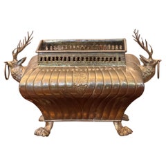 Retro 1950s Brass Dear Head Jardiniere