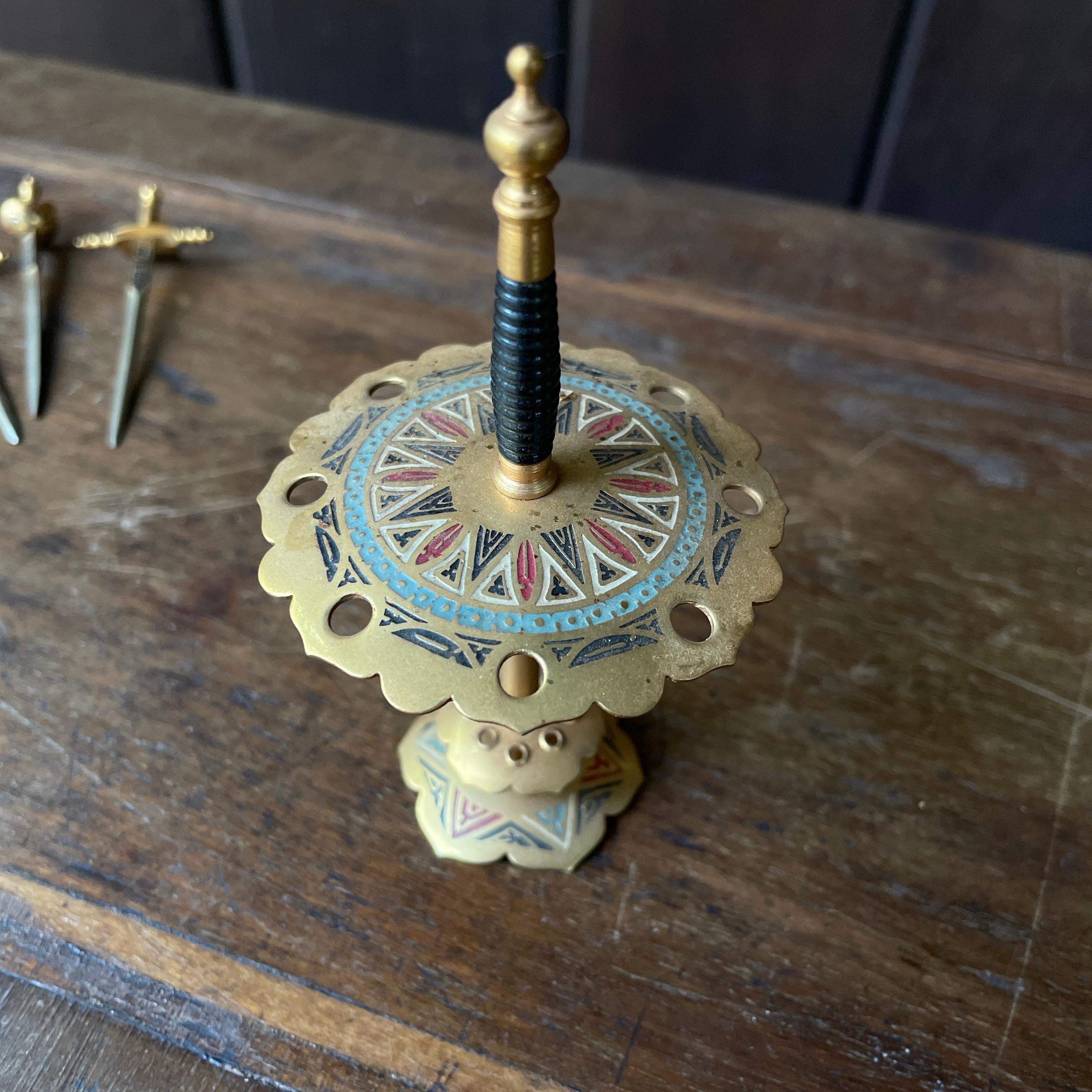 1950s Brass + Enamel Martini Cocktail Swords Vintage Mid-Century Mad Men en vente 3