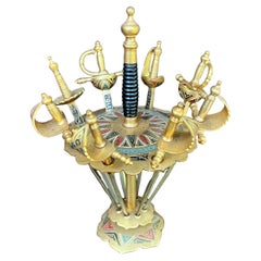 1950s Brass + Enamel Martini Cocktail Swords Vintage Mid-Century Mad Men