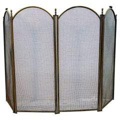 Vintage 1950s Brass Fireplace Screen