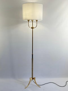 1950s Brass Floor Lamp by Maison Arlus for Maison Jansen, Tripod Design