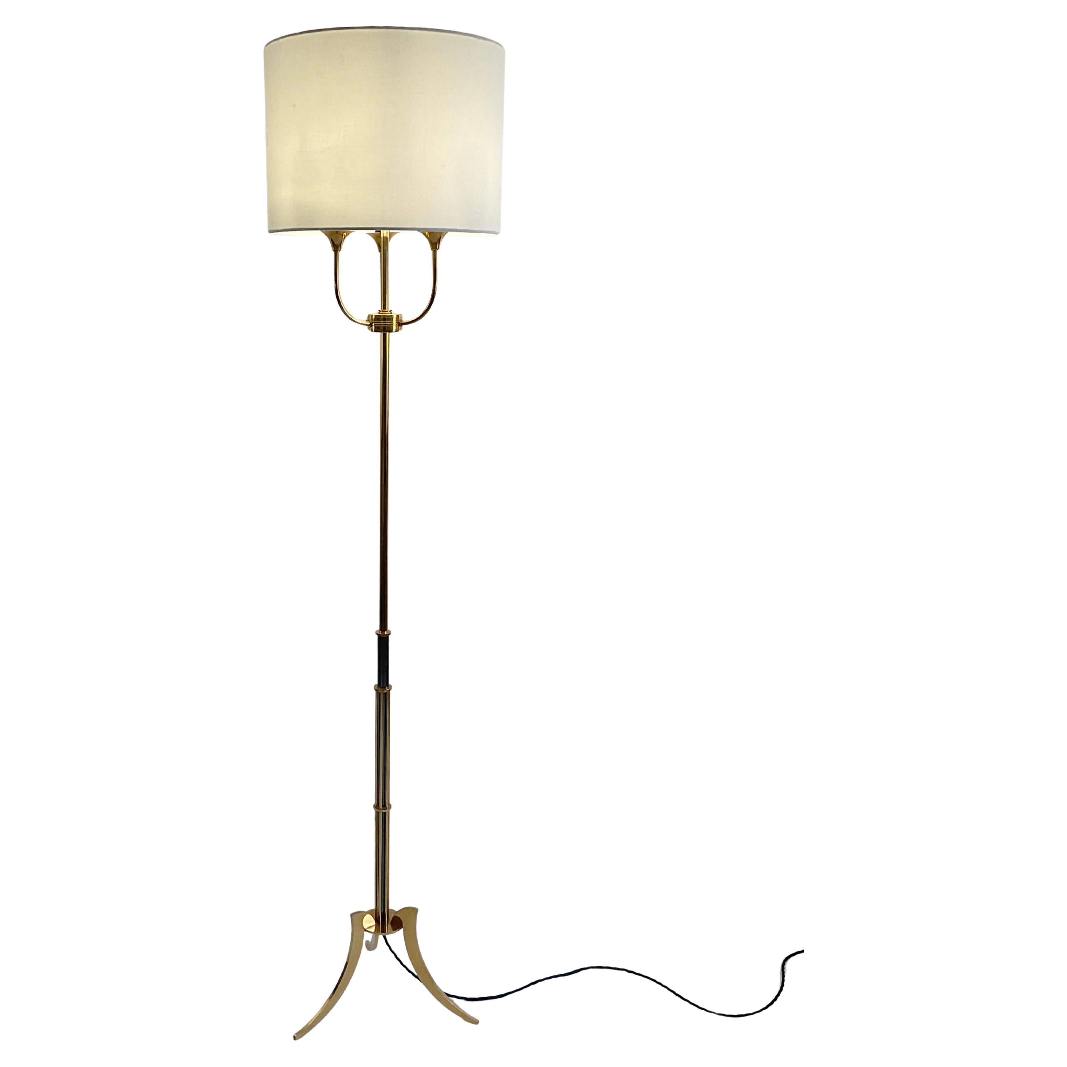 Lampada da terra in ottone del 1950 attribuita a Maison Arlus per Maison Jansen